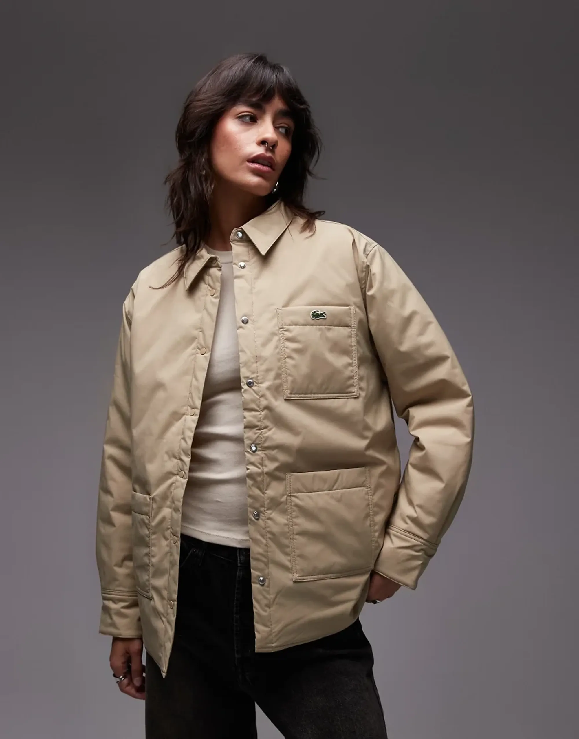 Lacoste Water-Repellent Padded Overshirt - Beige