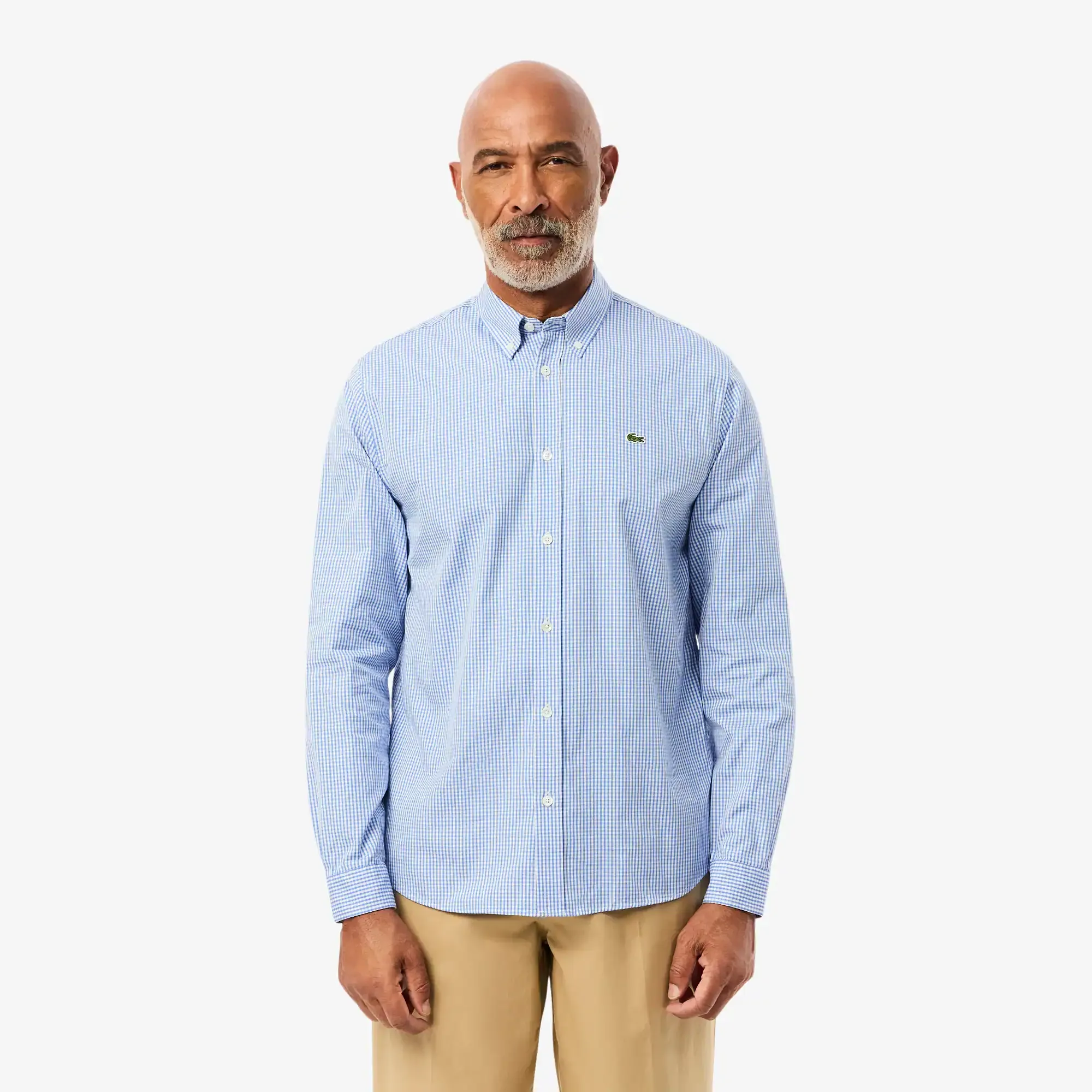 Lacoste Regular Fit Checked Cotton Shirt - White / Blue