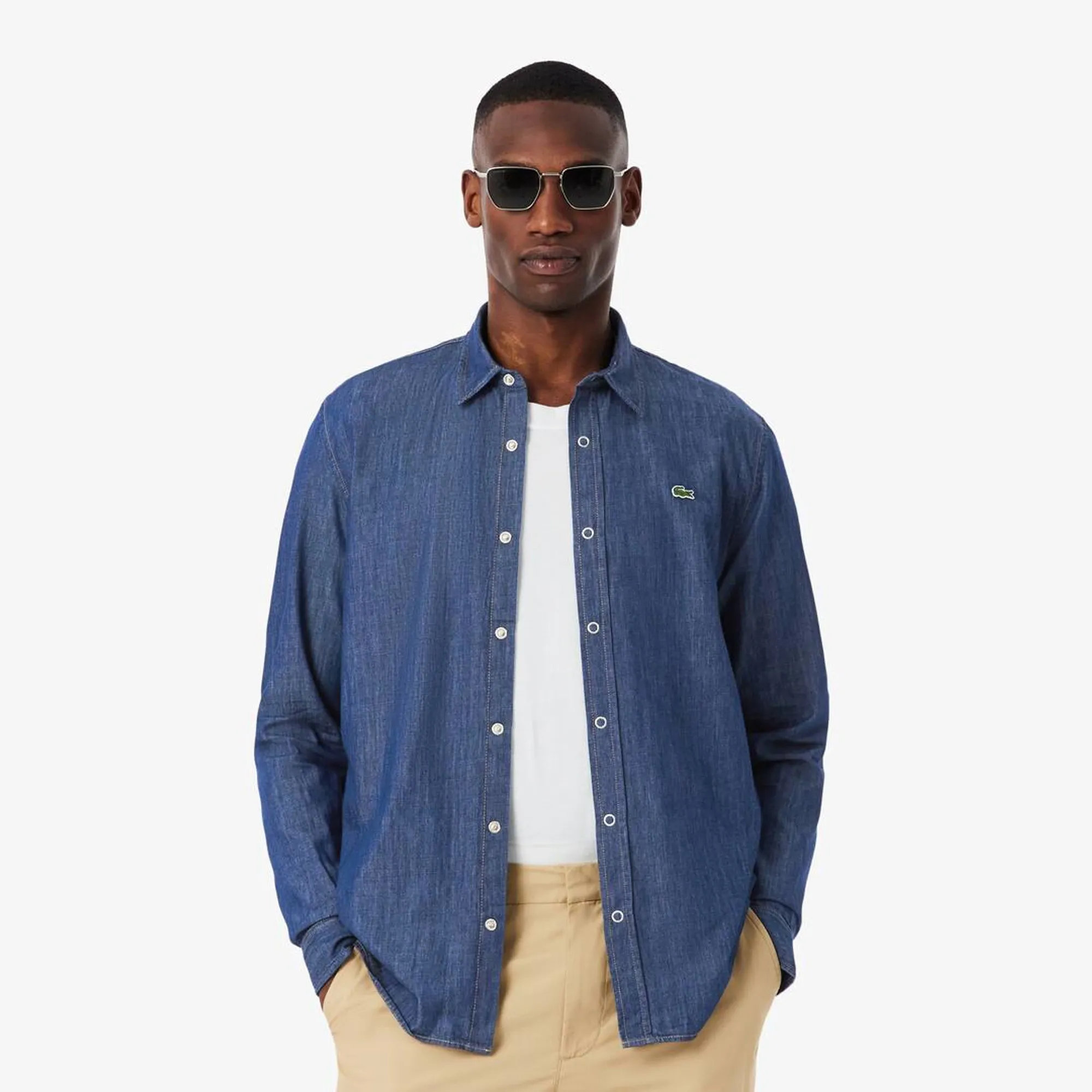 Lacoste Regular Fit Lightweight Denim Shirt - Blue
