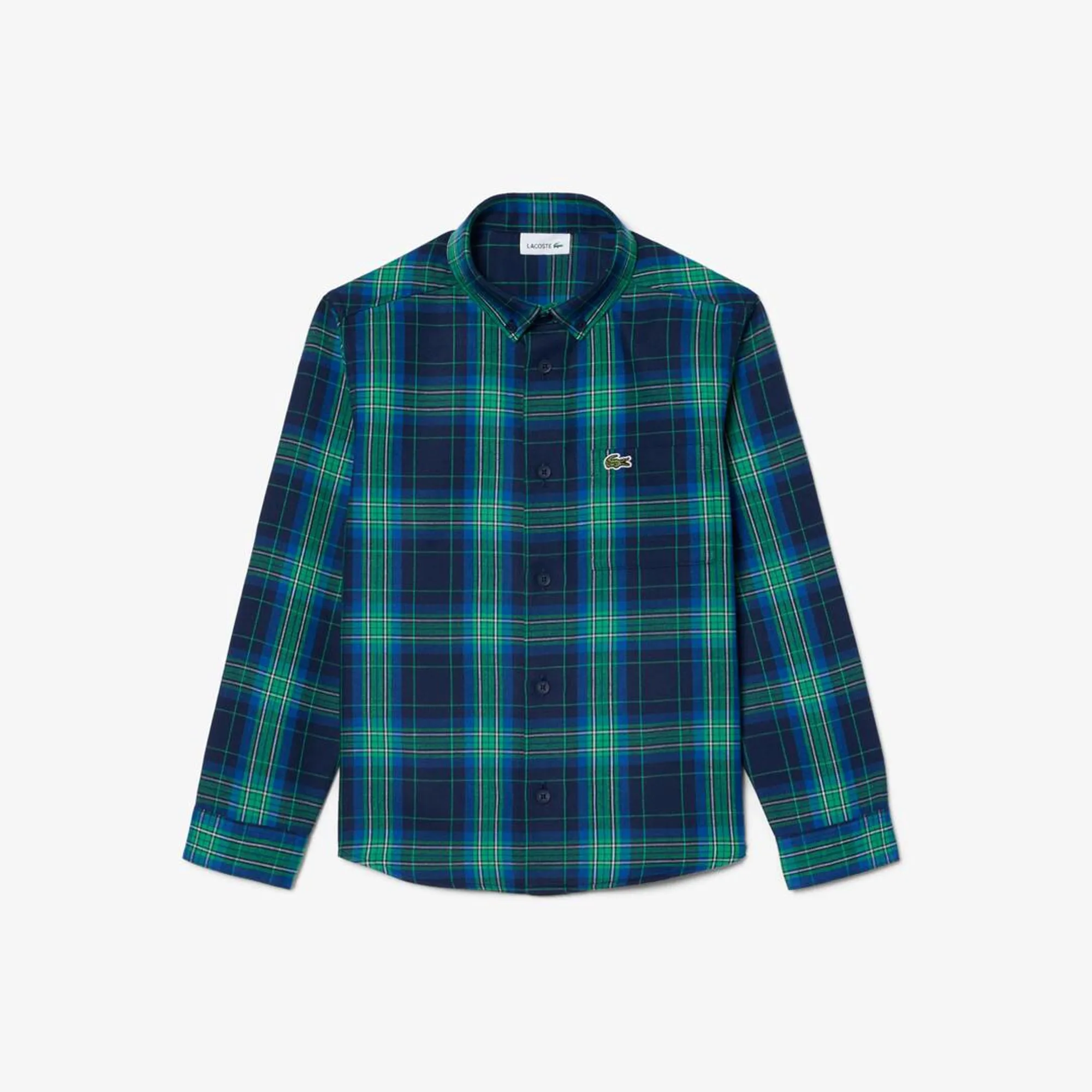 Lacoste Cotton Twill Plaid Shirt - Midnight Blue