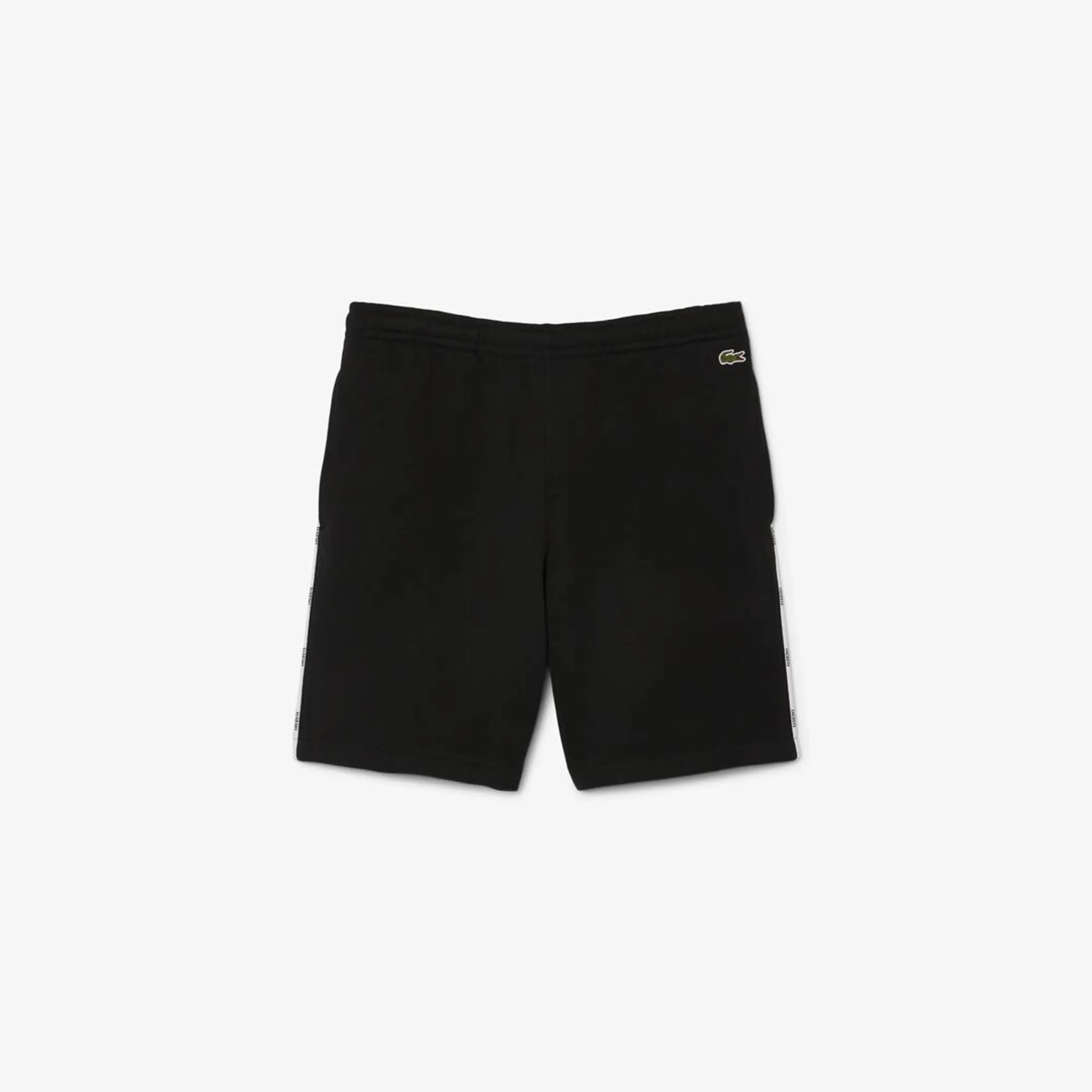 Lacoste Logo Trim Cotton Fleece Shorts - Noir