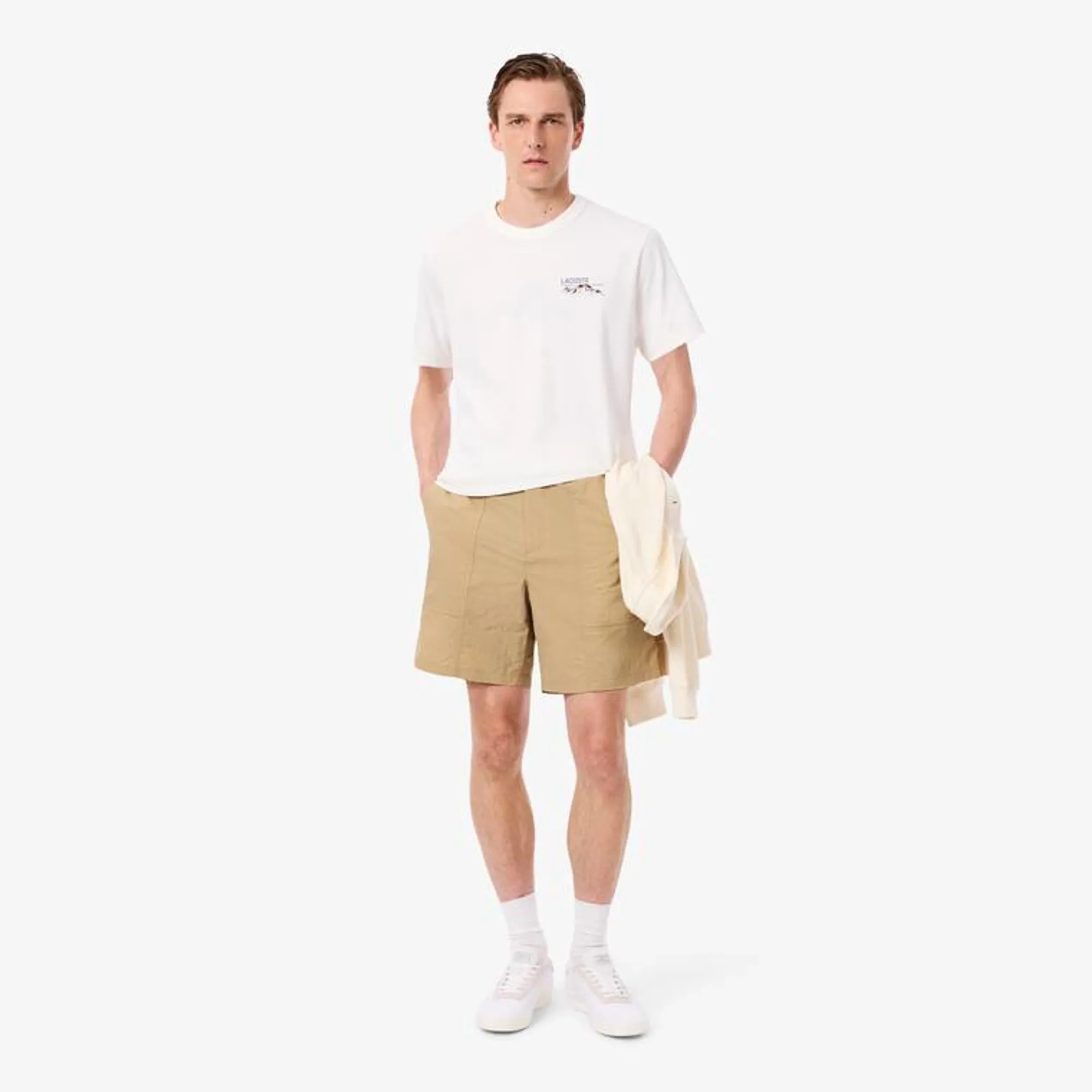 Lacoste Water-Repellent Wind Resistant Nylon Shorts - Beige
