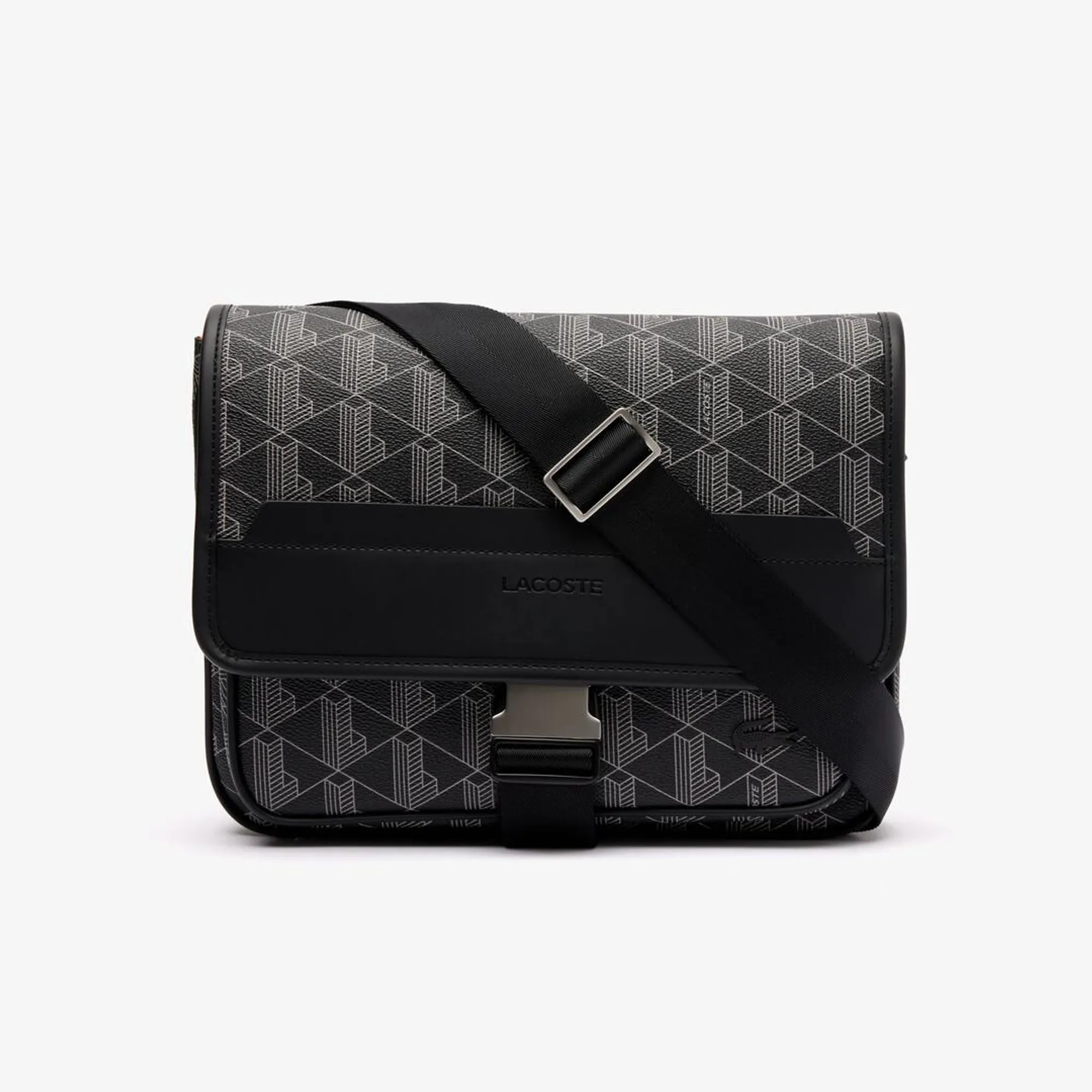 Lacoste Large The Blend Flap Close Bag - Monogram Noir Gris