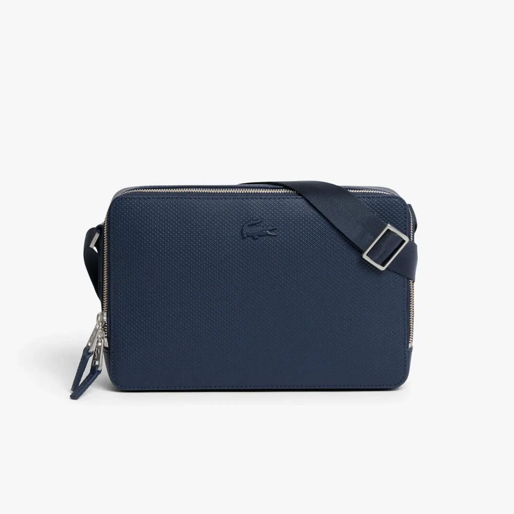 Lacoste Chantaco Piqué Leather Reporter Bag - Navy