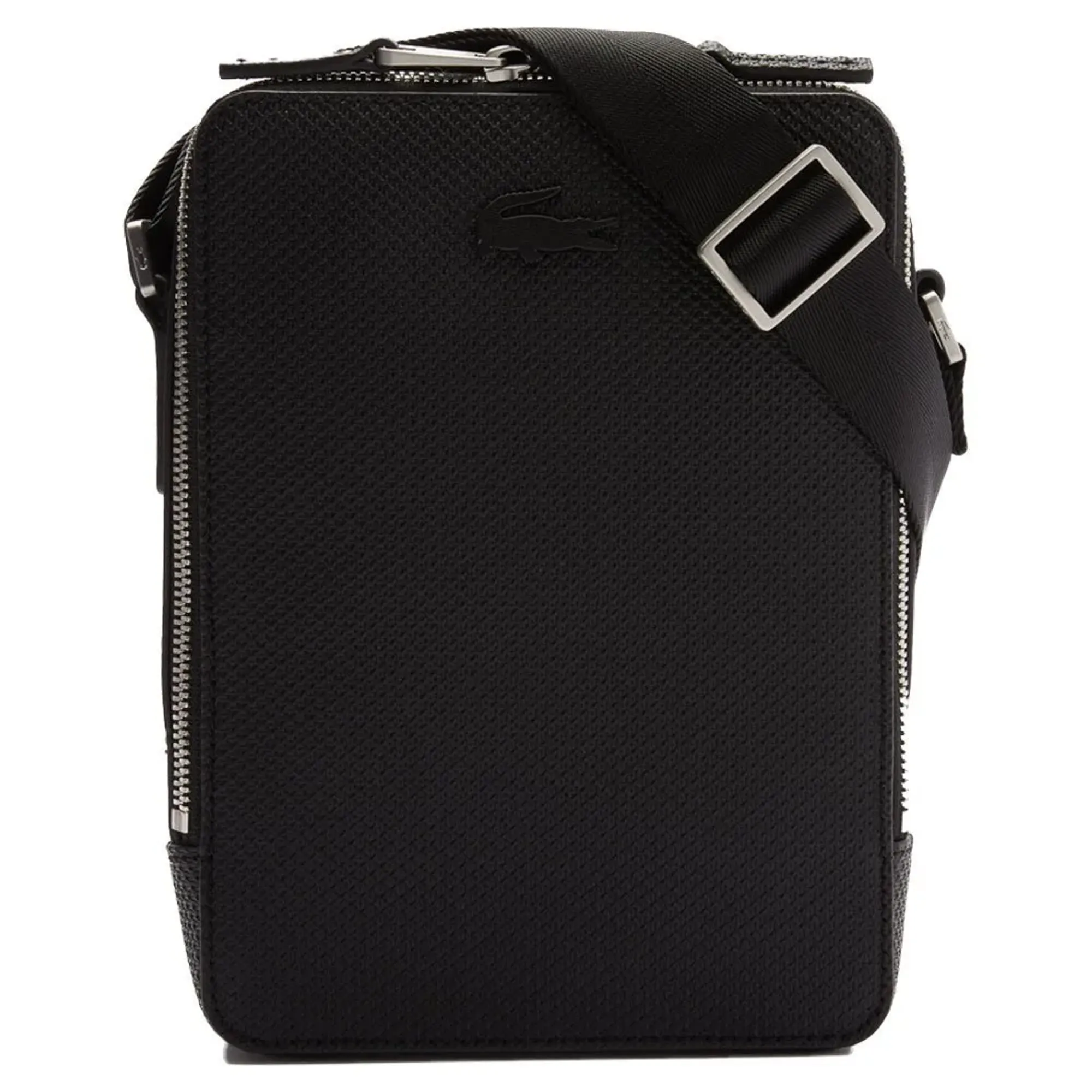 Lacoste Chantaco Piqué Leather Shoulder Bag - Black
