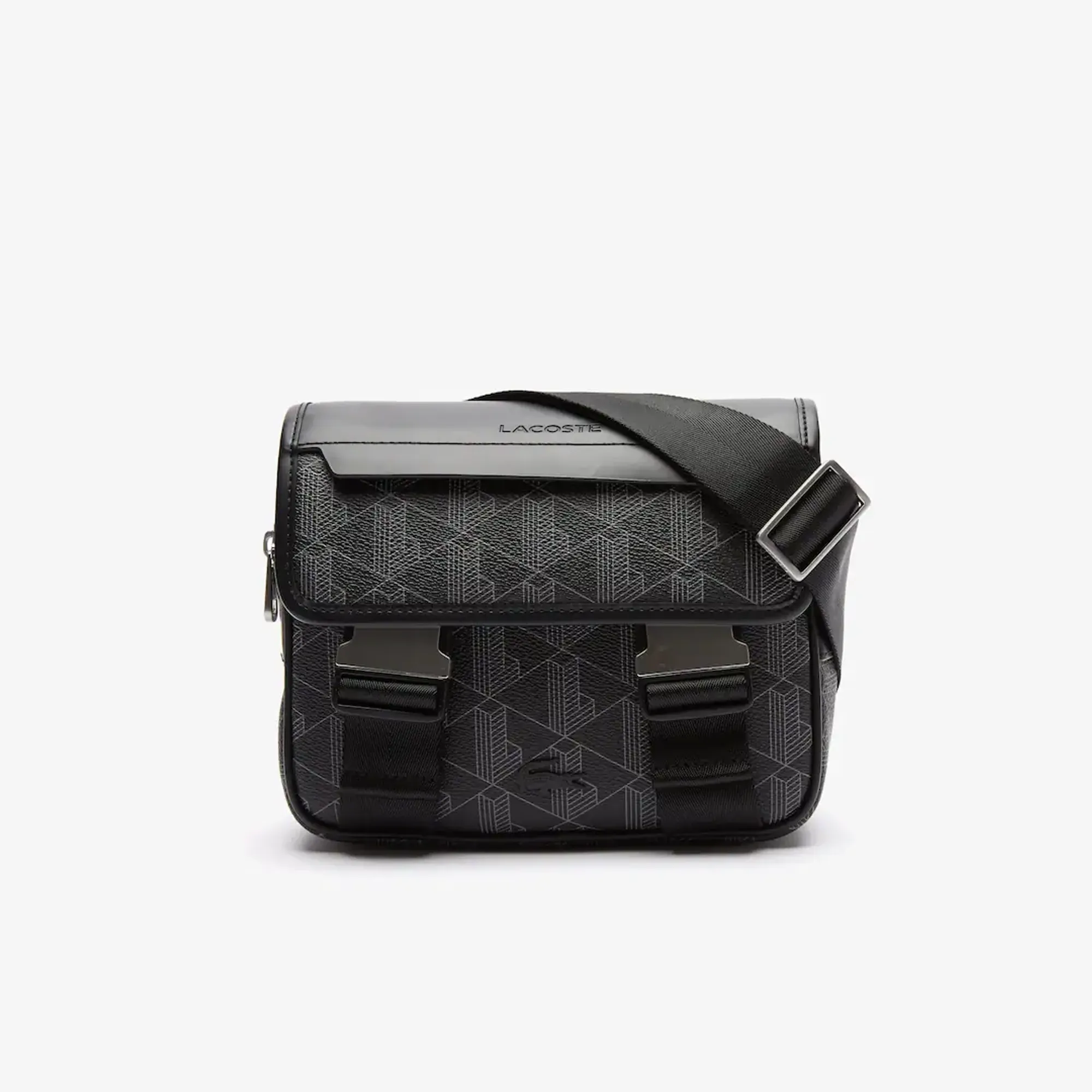Lacoste The Blend Clip Flap Satchel - Monogram Noir Gris