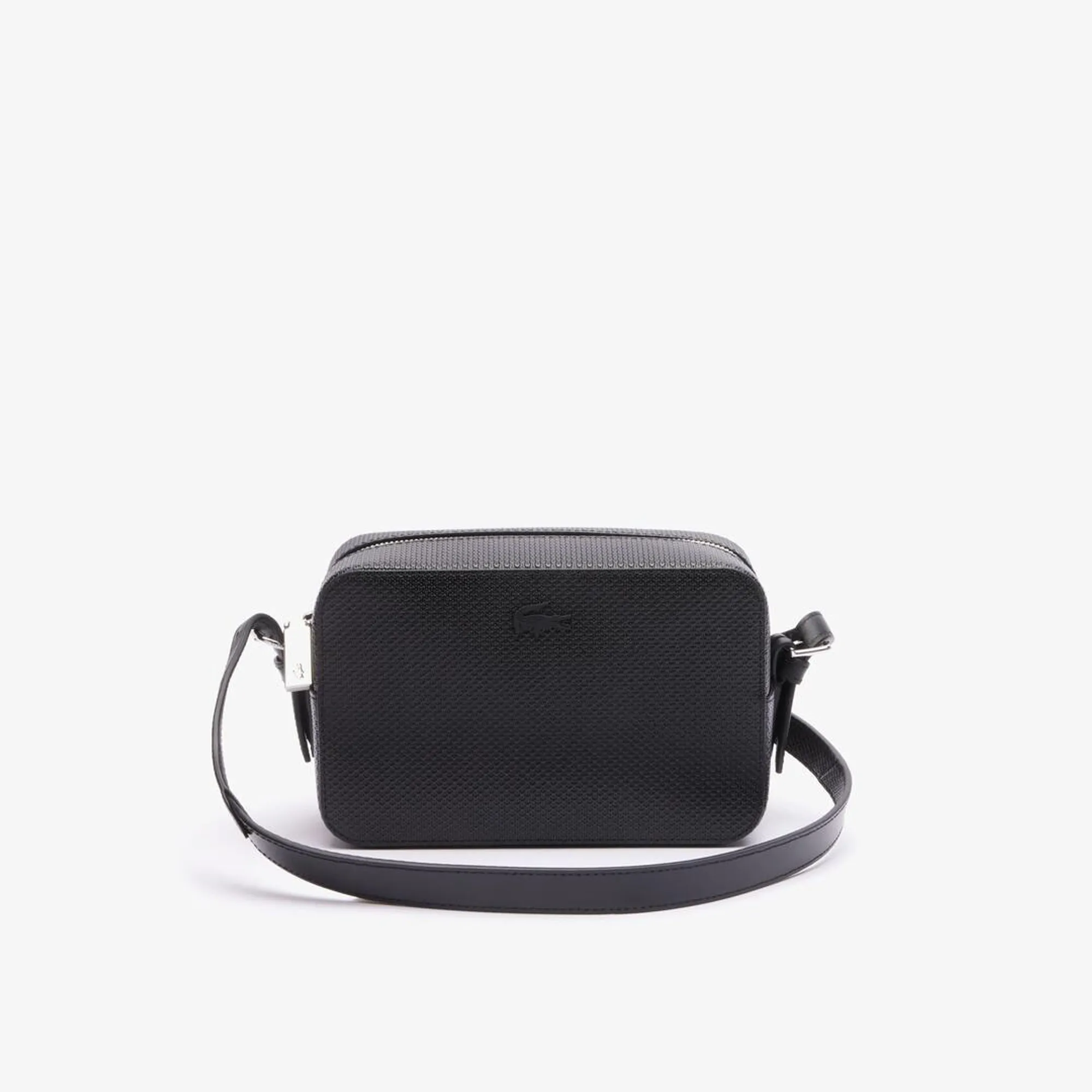 Lacoste Chantaco Piqué Leather Shoulder Bag - Black