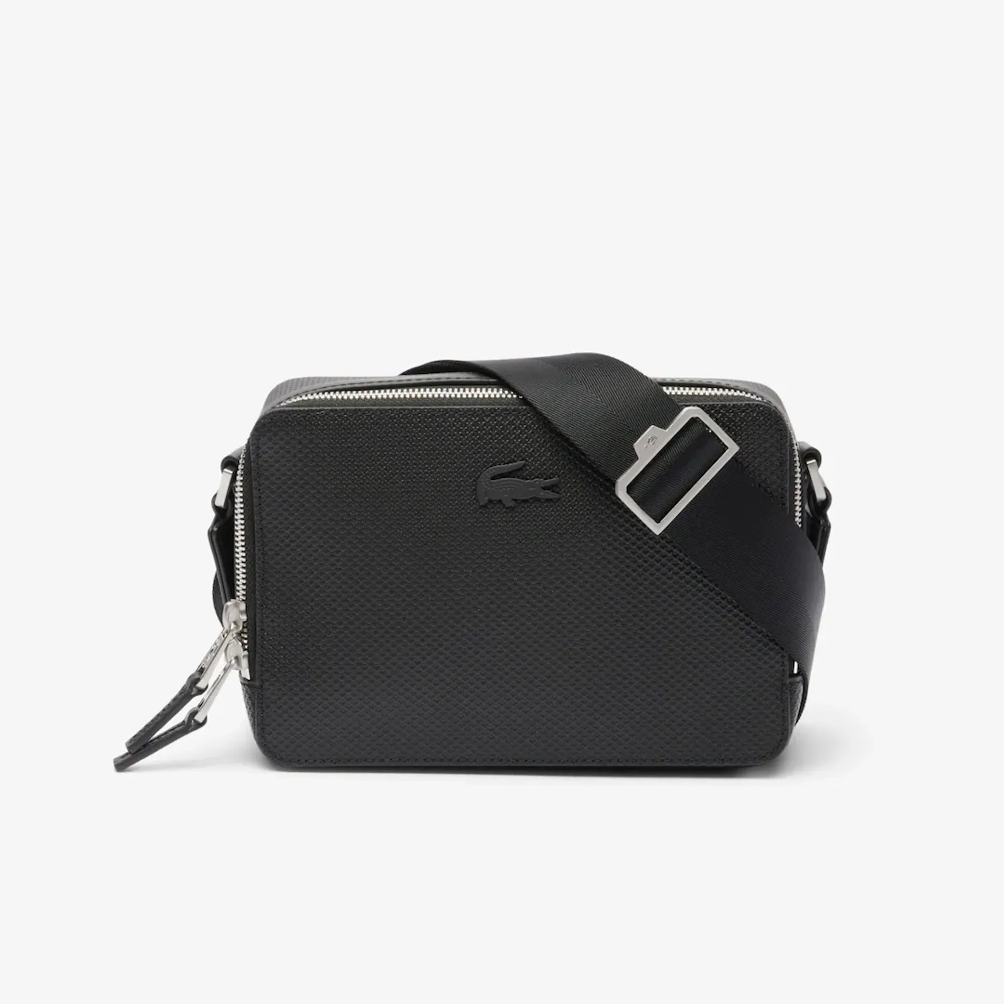 Lacoste Small Chantaco Leather Reporter Bag - Black