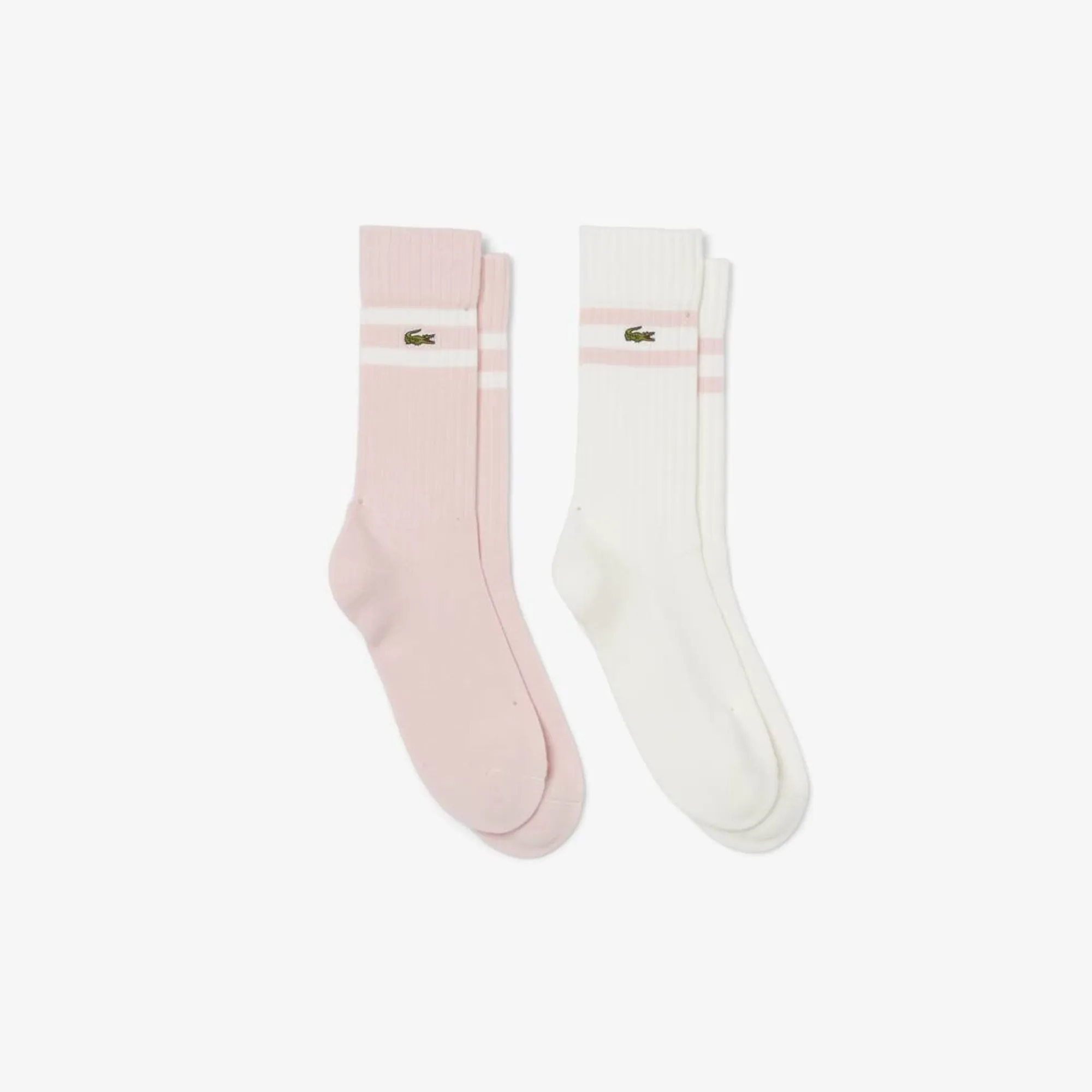 Lacoste Ribbed Cotton Socks - Light Pink / White