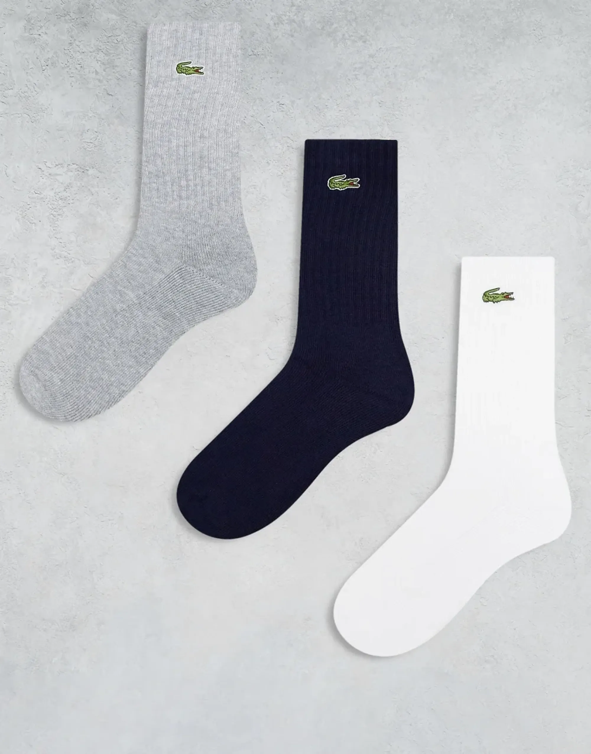 Lacoste 3-Pack Sport Socks - Grey Chine / White / Navy Blue