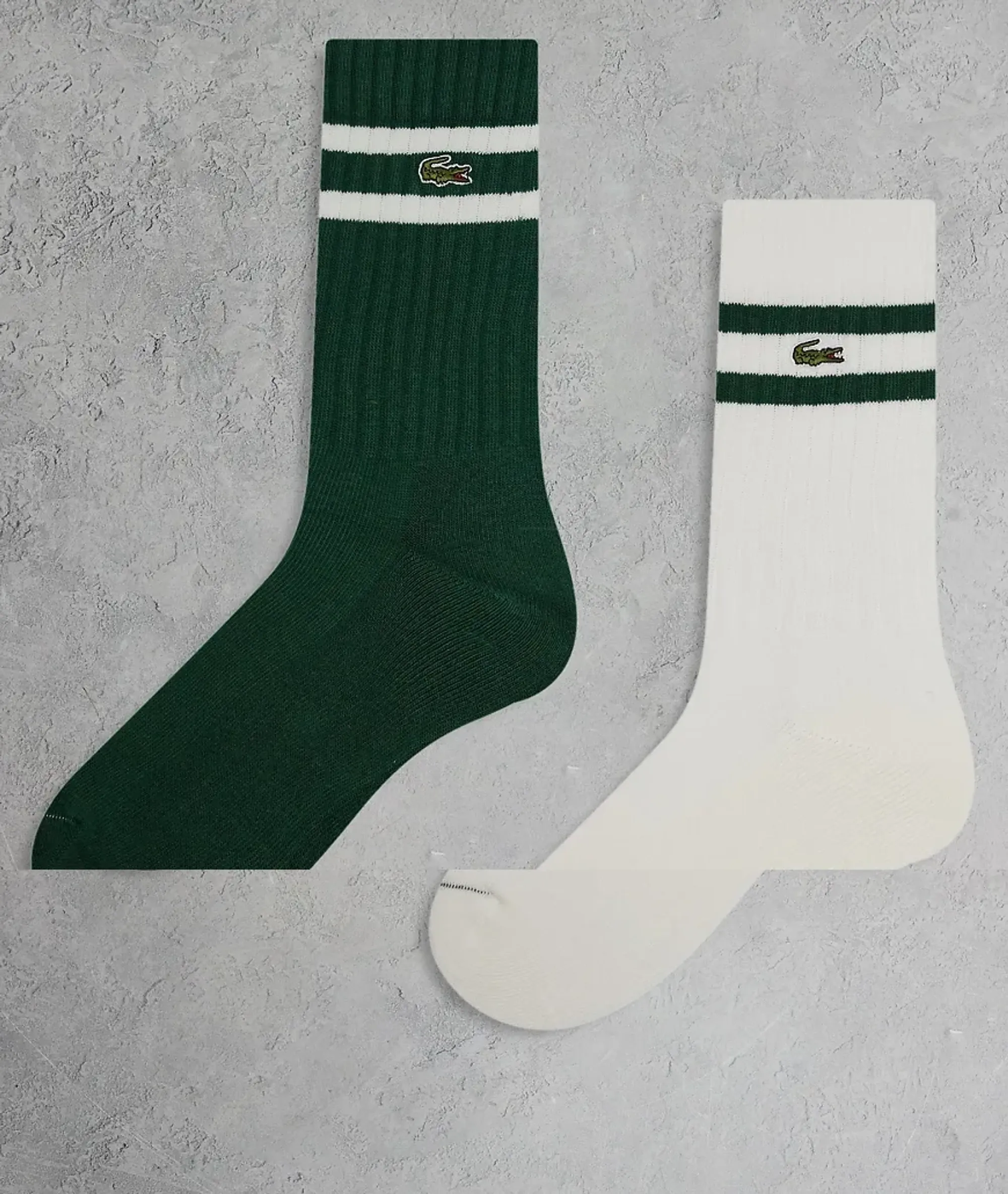 Lacoste Ribbed Cotton Socks - Vert / Blanc