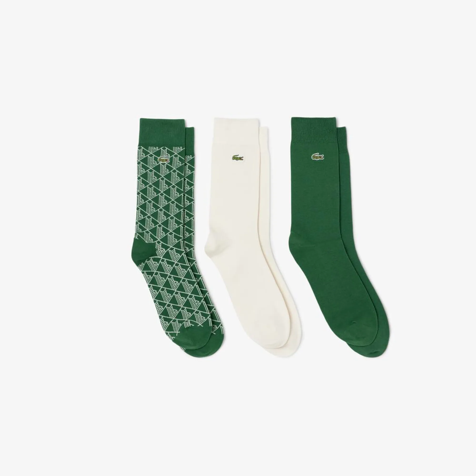 Lacoste 3-Pack Socks - Green / White