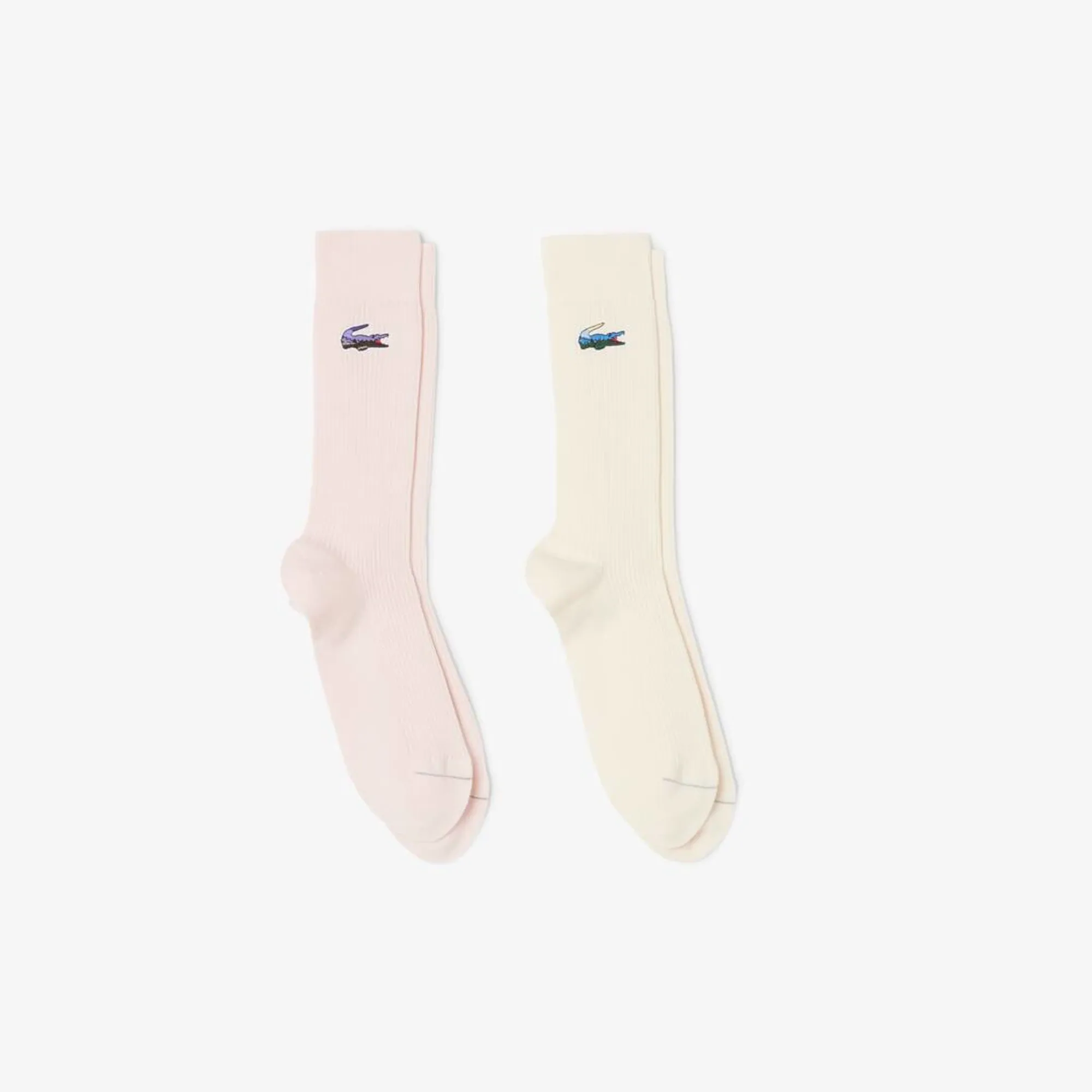 Lacoste 2-Pack Cotton Socks - Light Pink / White