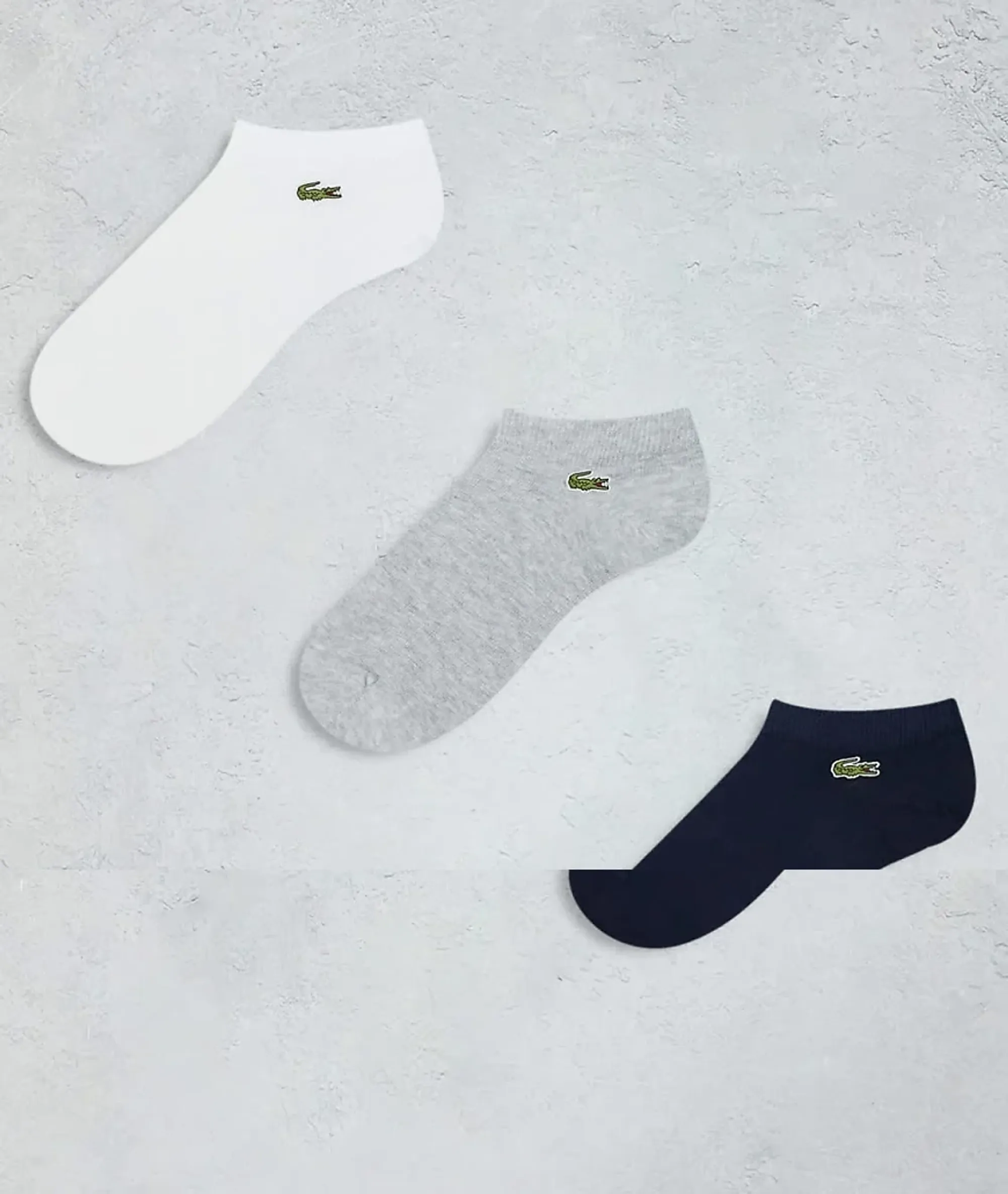 Lacoste 3-Pack Low Socks - Grey Chine / Navy Blue / White