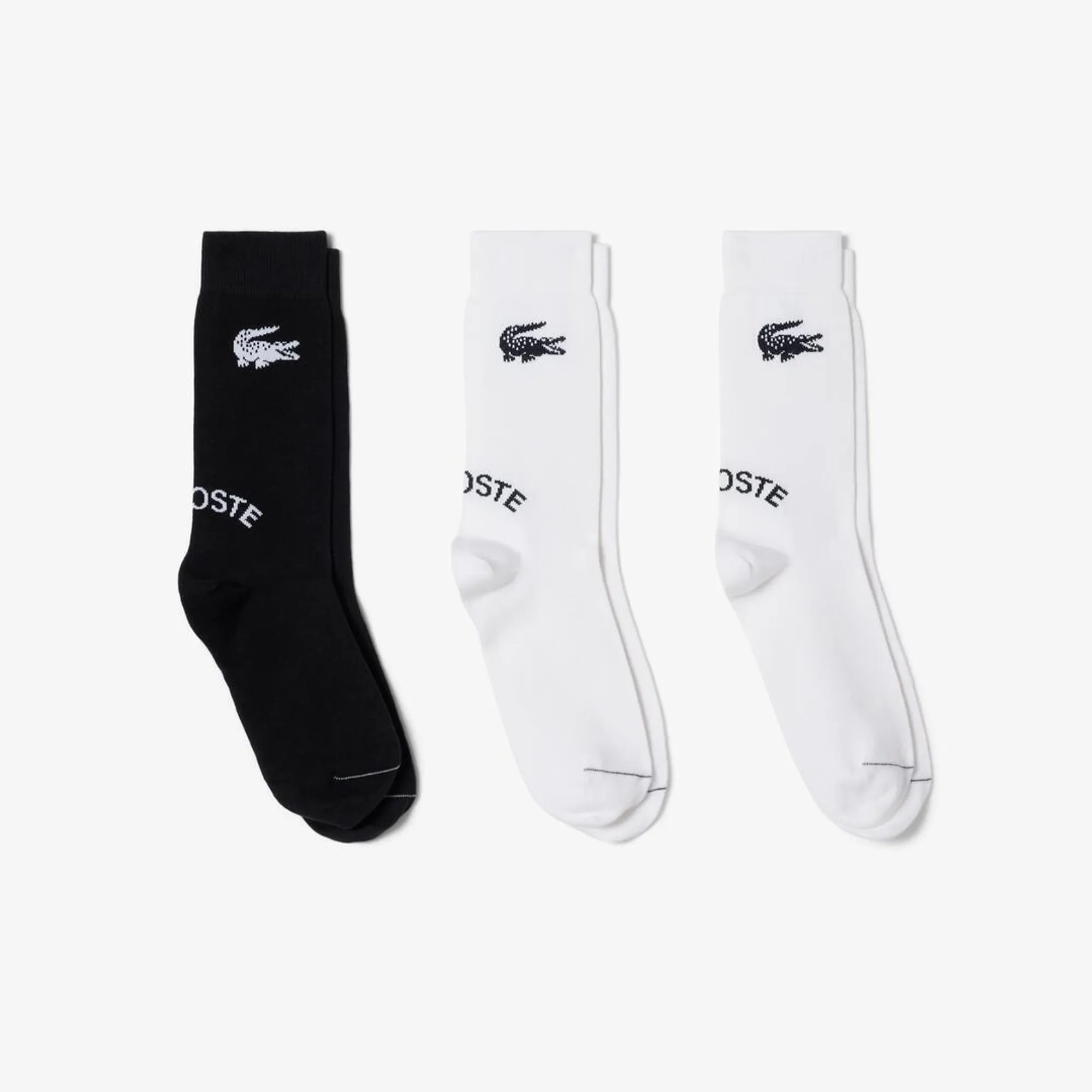Lacoste 3-Pack Cotton Socks - White / Black