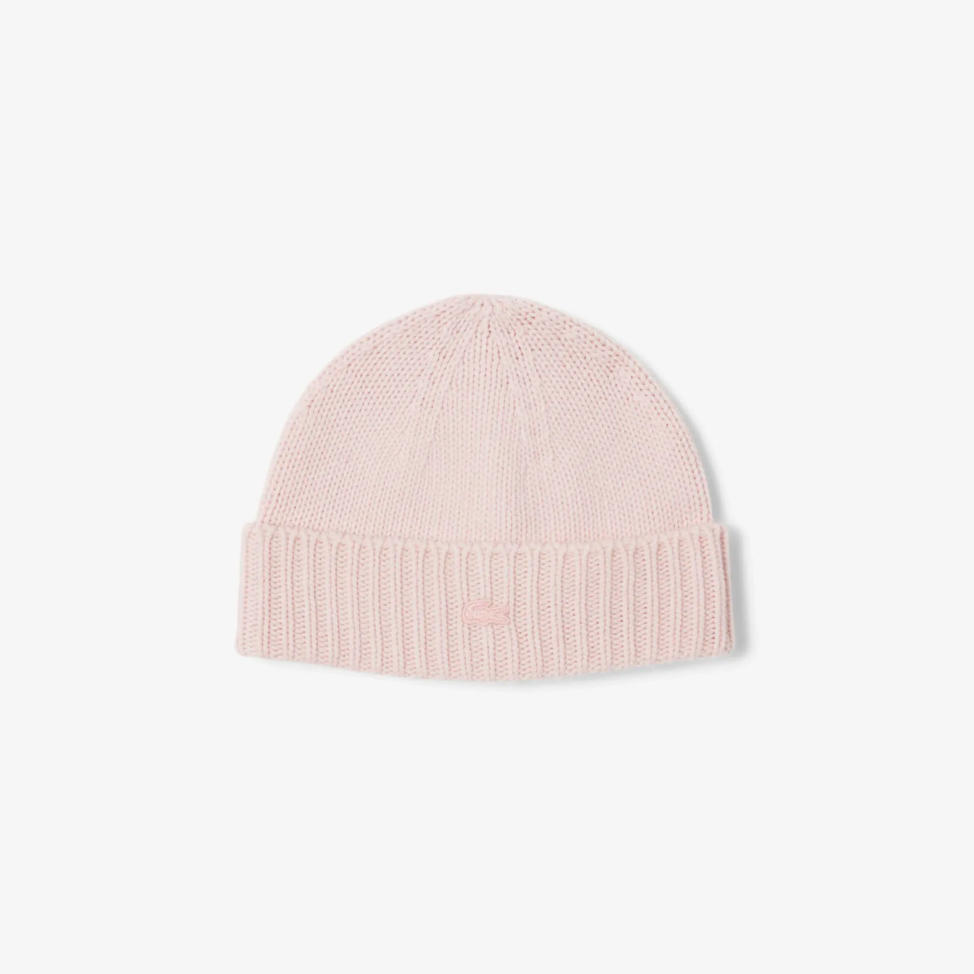 Lacoste 3D Rib Knit Wool Beanie - Light Pink