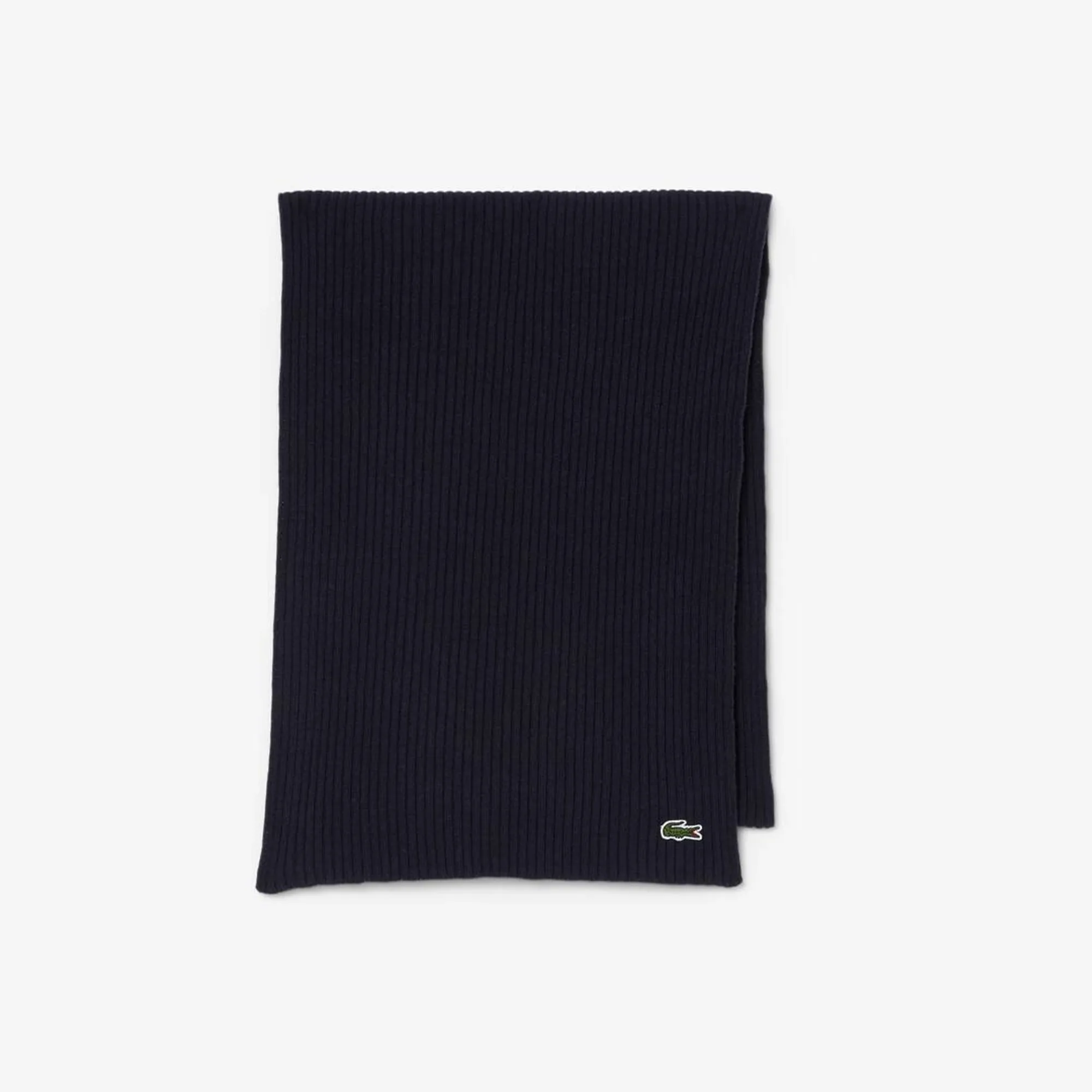Lacoste Ribbed Wool Scarf - Midnight Blue