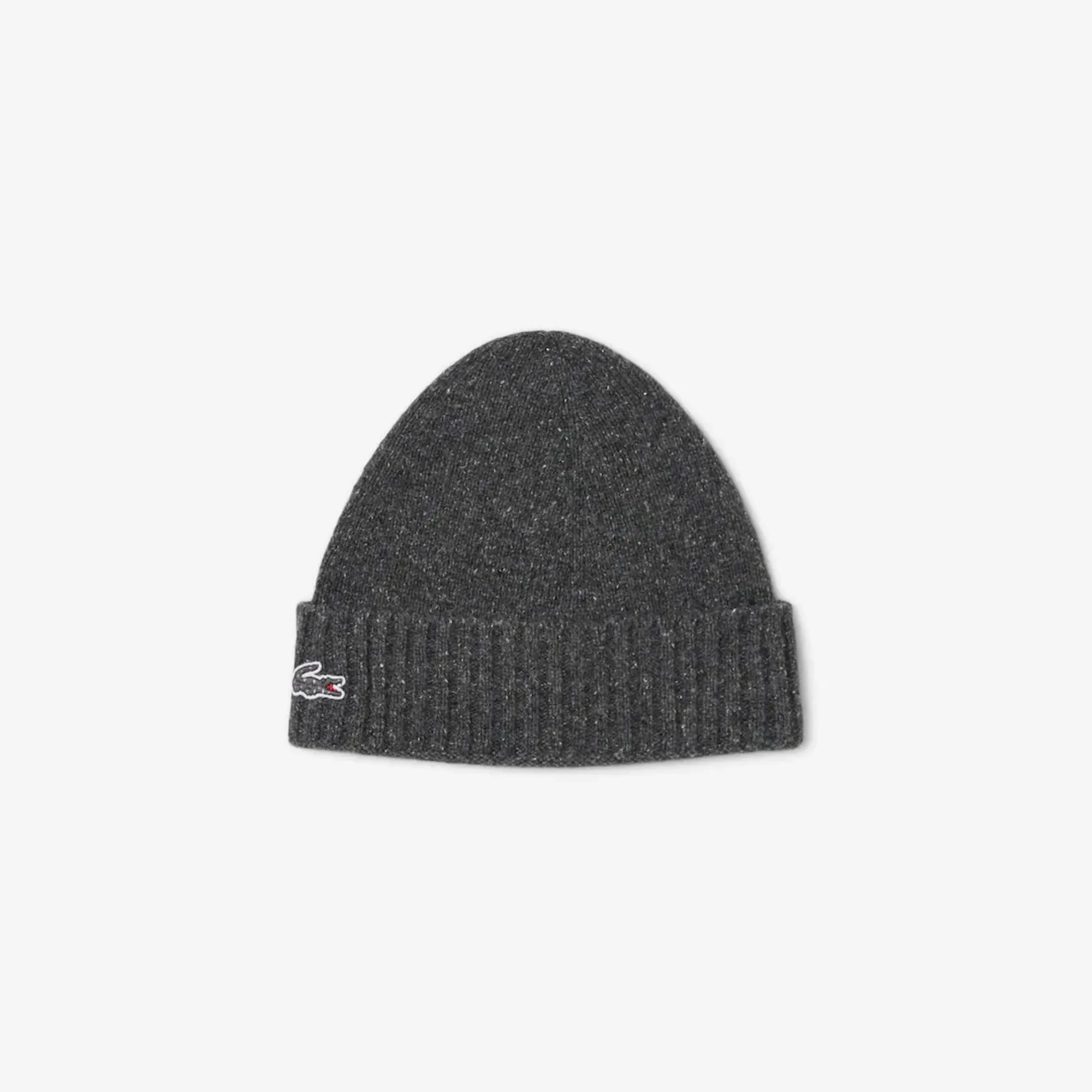 Lacoste French Made Slub Wool Beanie - Black