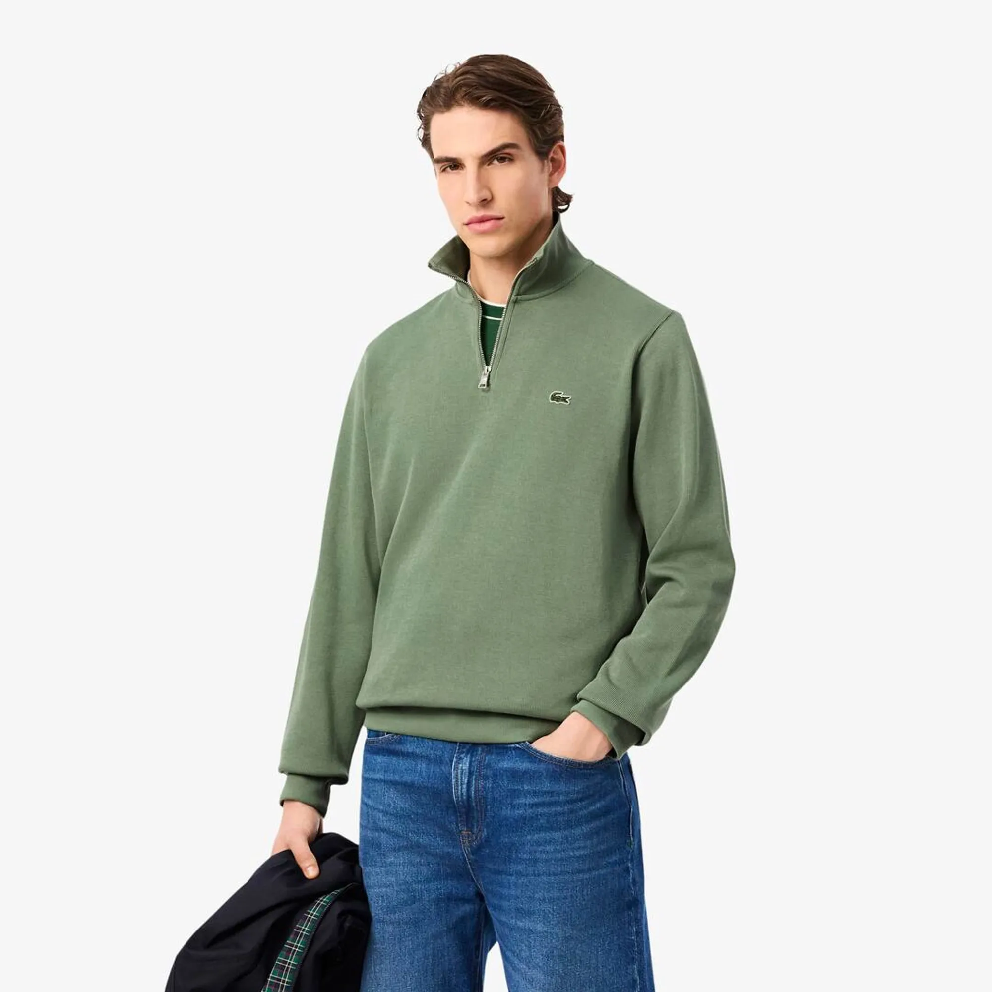Lacoste Zip-Up High Neck Interlock Sweatshirt - Green