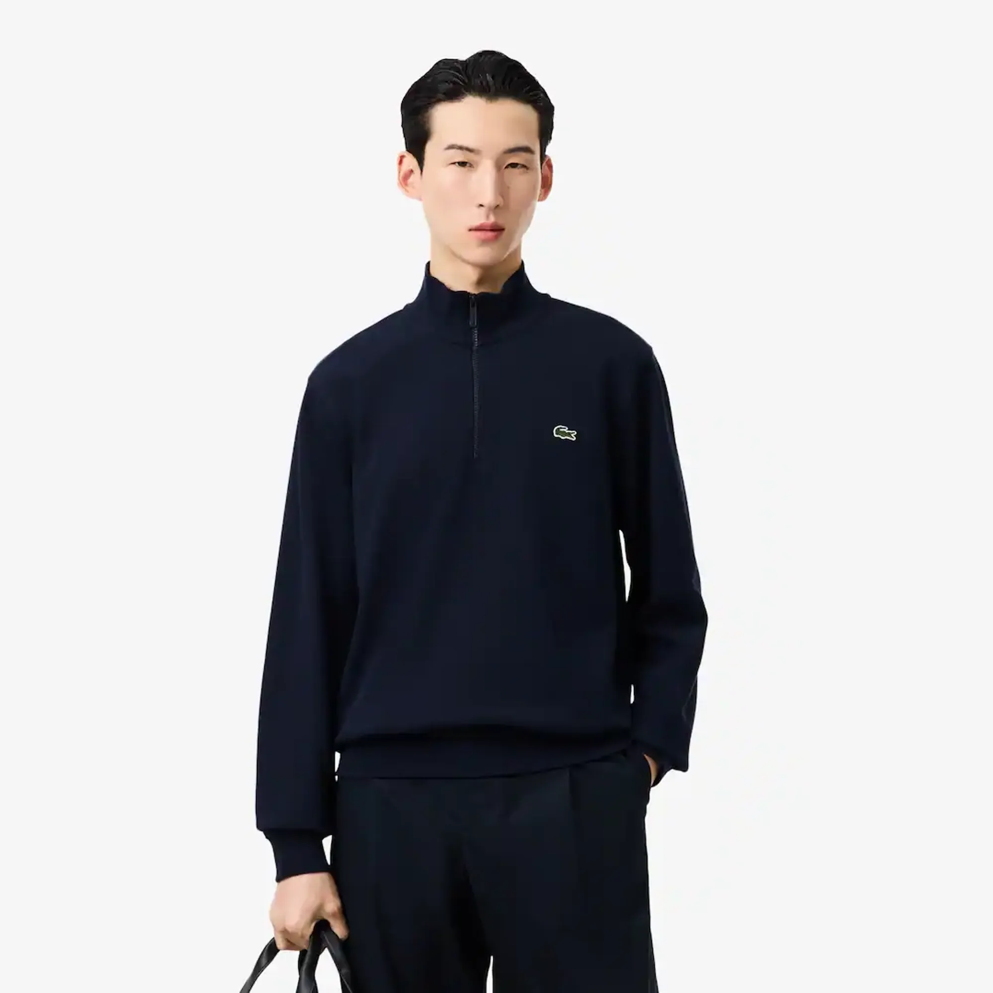 Lacoste High Neck Zipped Fleece Sweatshirt - Midnight Blue