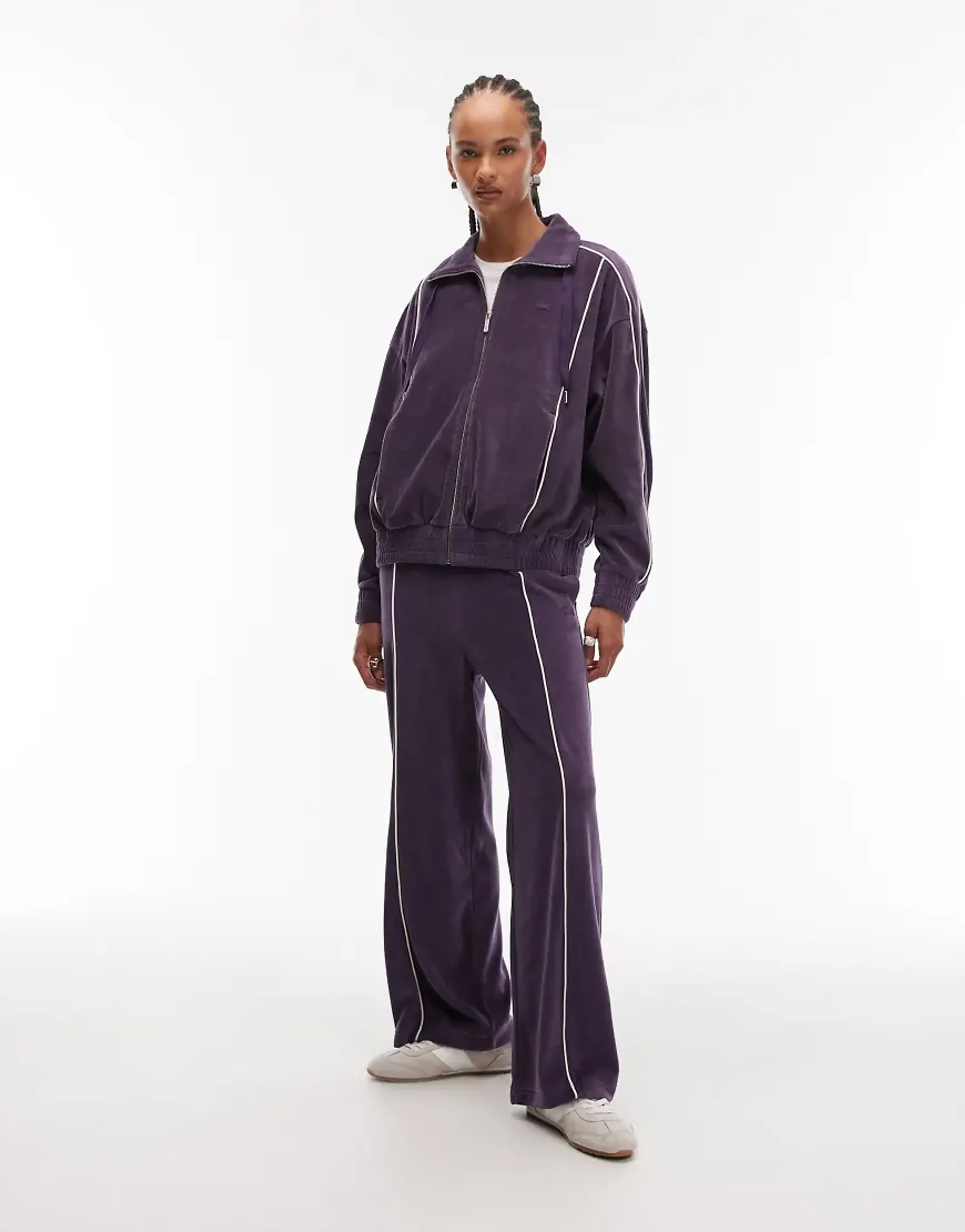 Lacoste Trim Accent Velour Sweatpants - Purple