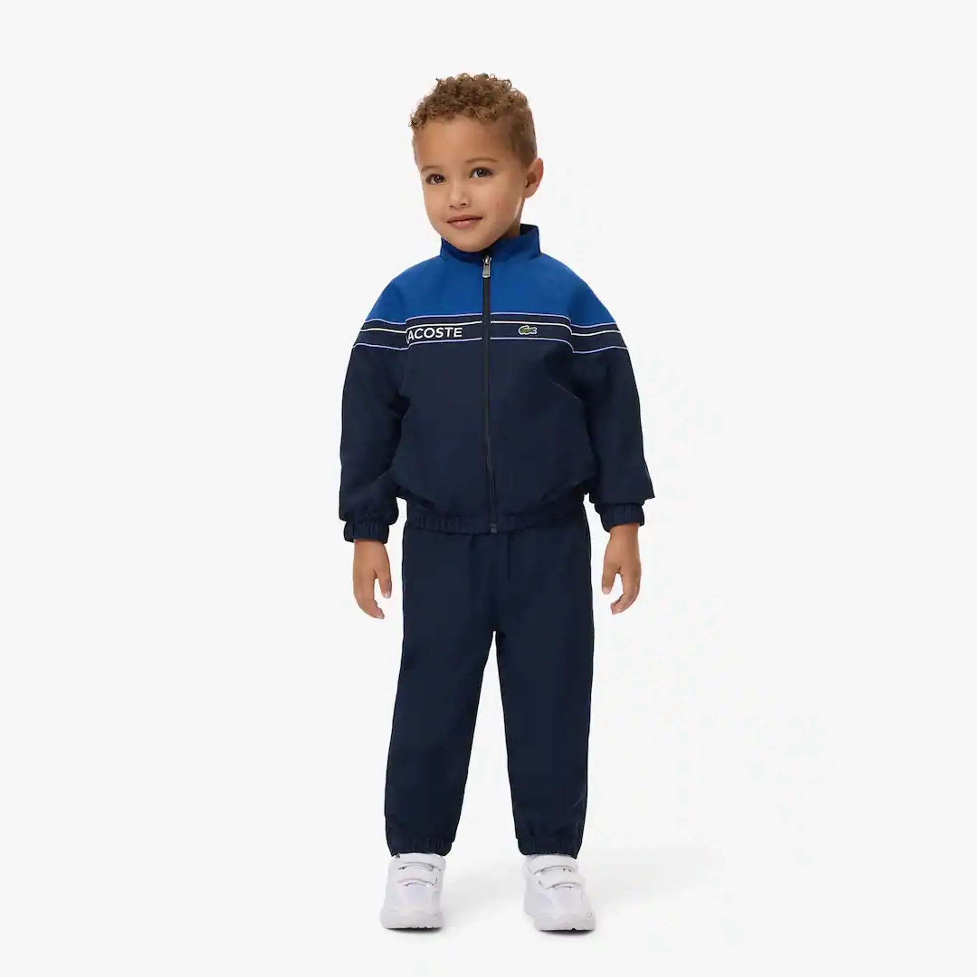 Lacoste Diamond Taffeta Colour-Block Tracksuit - Navy Blue / Blue / White / Purple