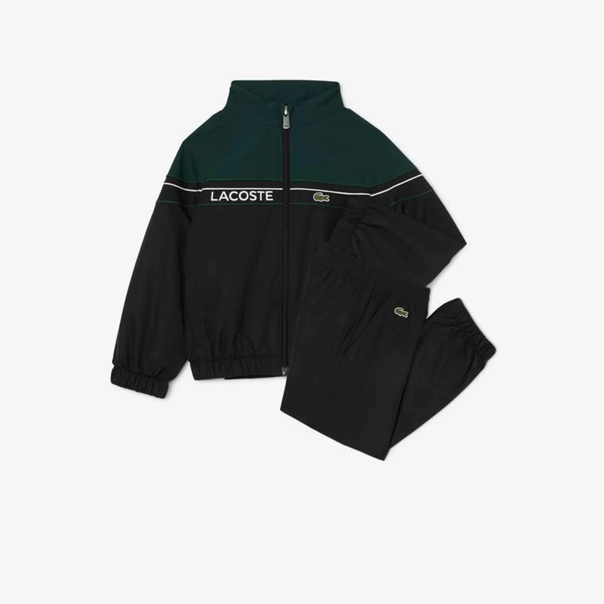 Lacoste Diamond Taffeta Colour-Block Tracksuit - Black / Green / White
