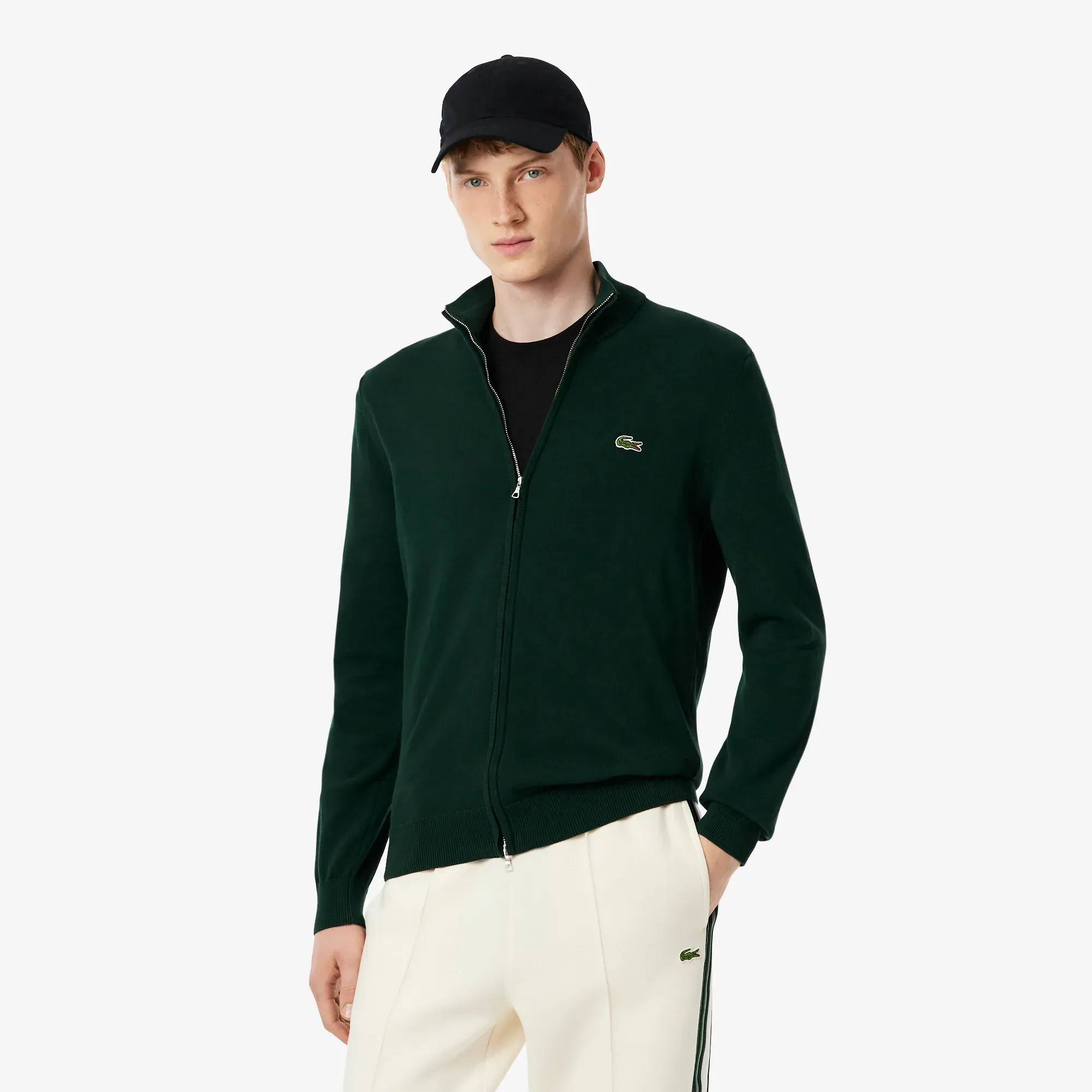 Lacoste Zipped High Neck Cotton Sweater - Sinople Green