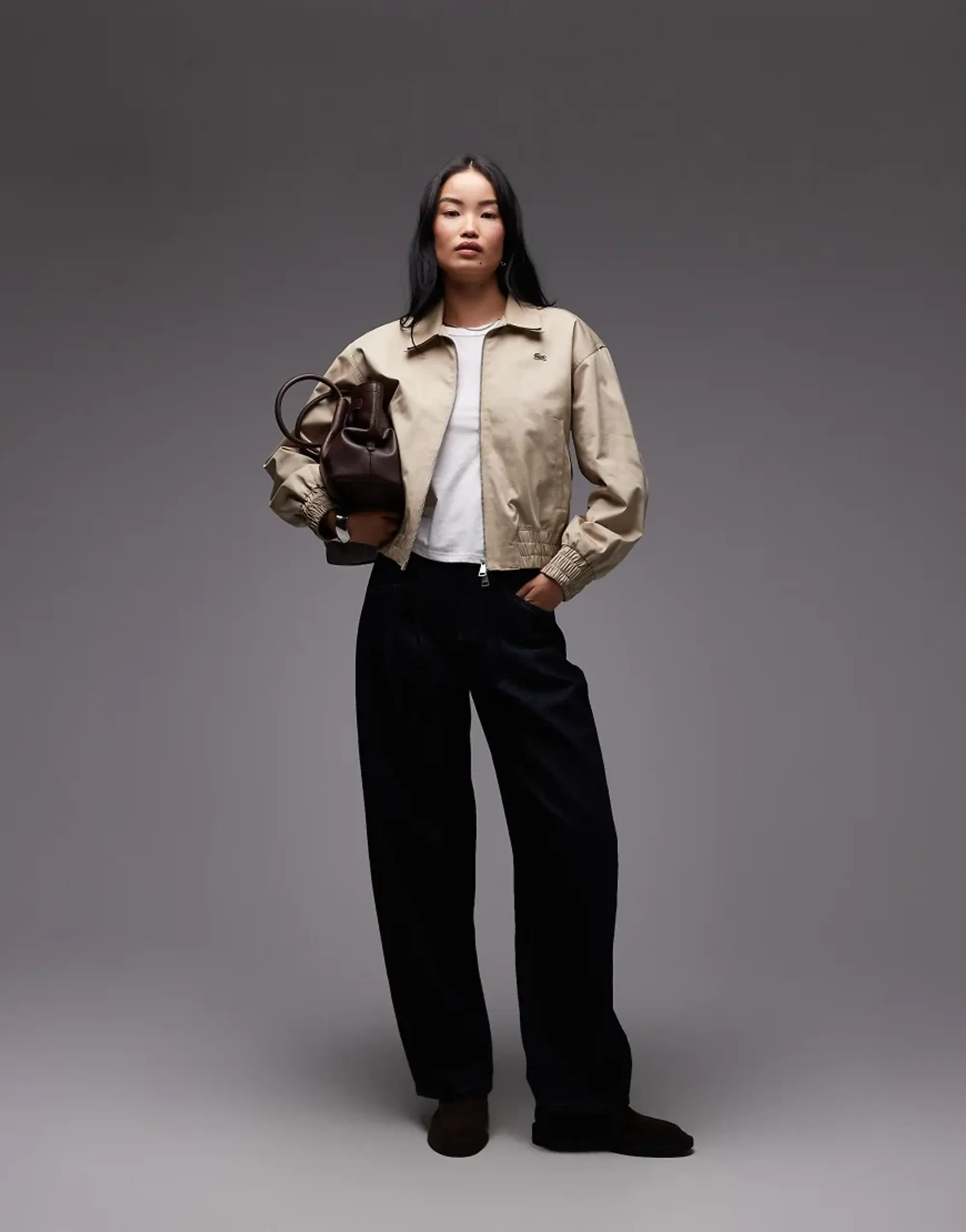 Lacoste Double Collar Stretch Gabardine Jacket - Beige