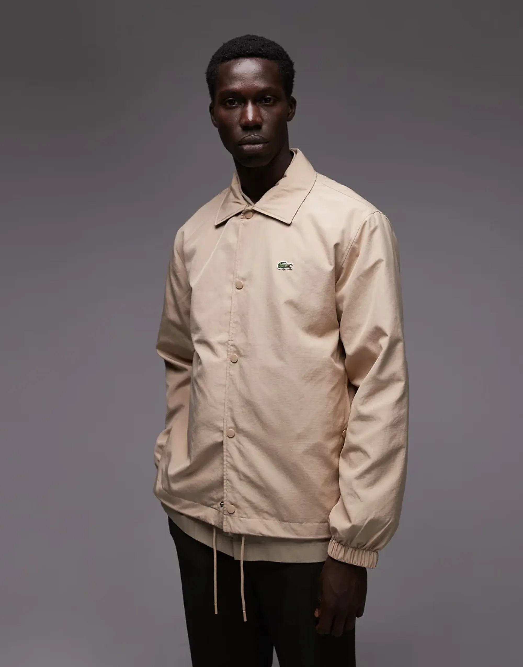 Lacoste Reversible Bi Material Monogram Jacket - Beige
