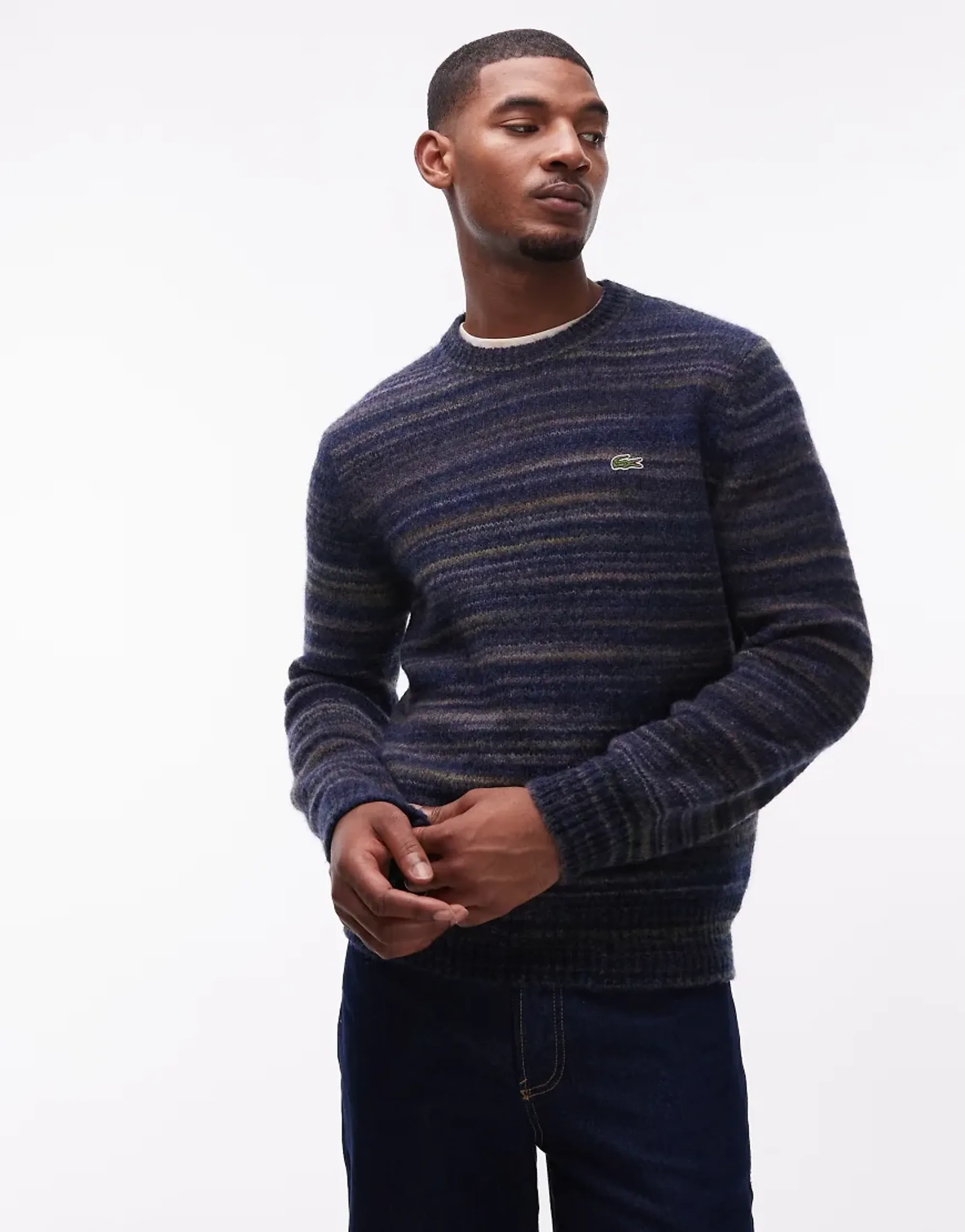 Lacoste Alpaca Wool Ombré Sweater - Navy Blue / Brown