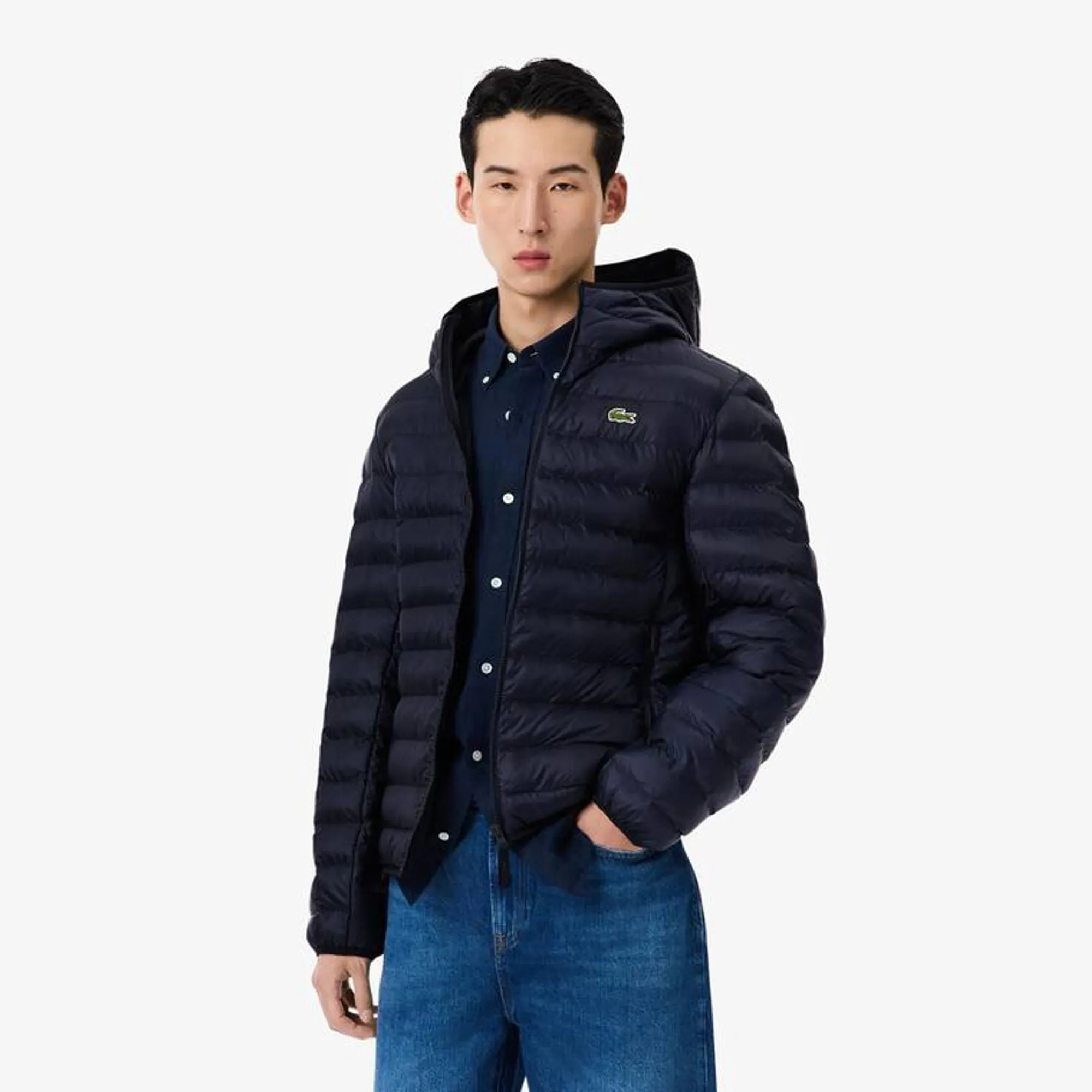 Lacoste Water-Repellent Quilted Puffed Jacket - Navy Blue