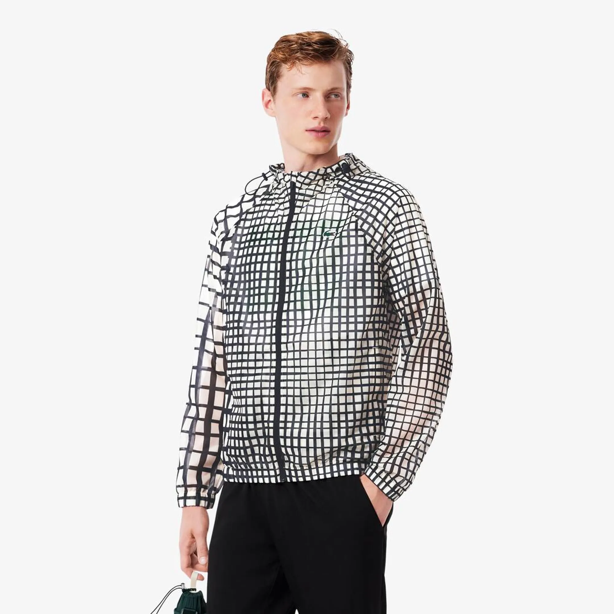 Lacoste Lightweight Printed Sport Jacket - White / Black