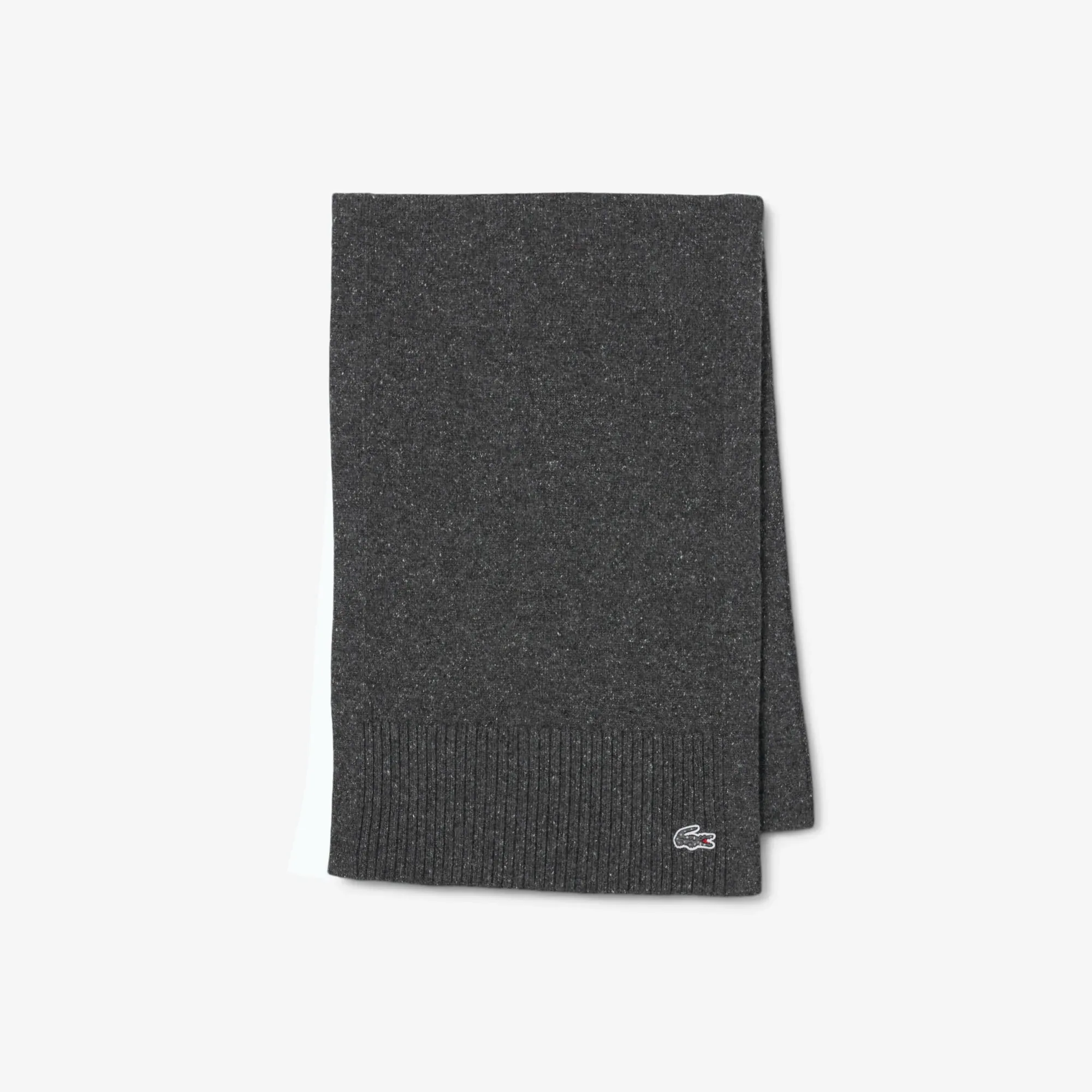 Lacoste French Made Slub Wool Scarf - Black