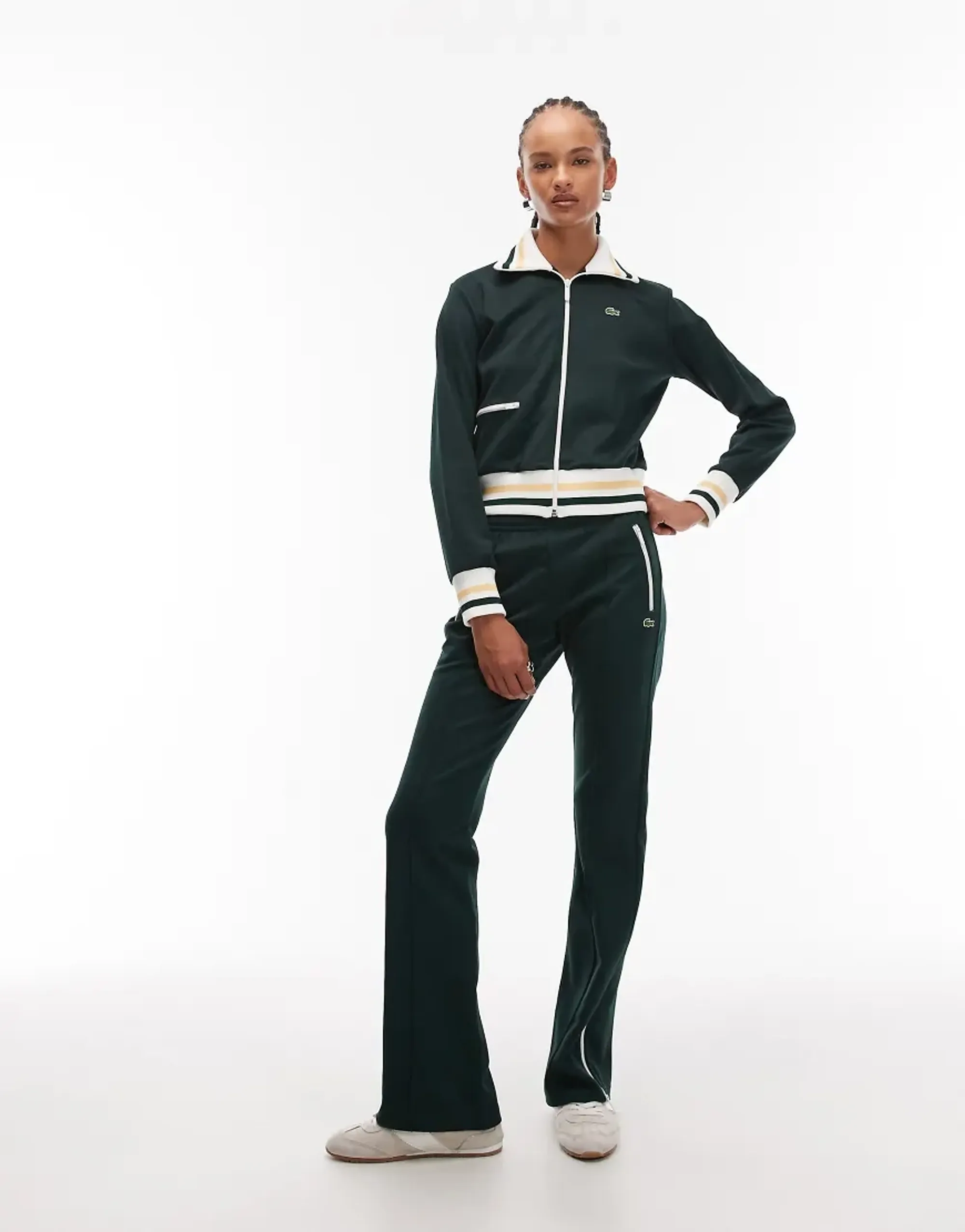 Lacoste Flared Pleated Sweatpants - Sinople Green