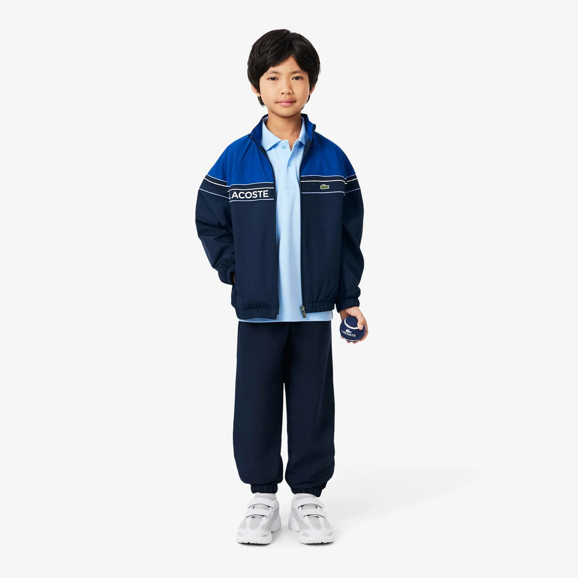 Lacoste Diamond Taffeta Colour-Block Tracksuit - Navy Blue / Blue / White / Purple