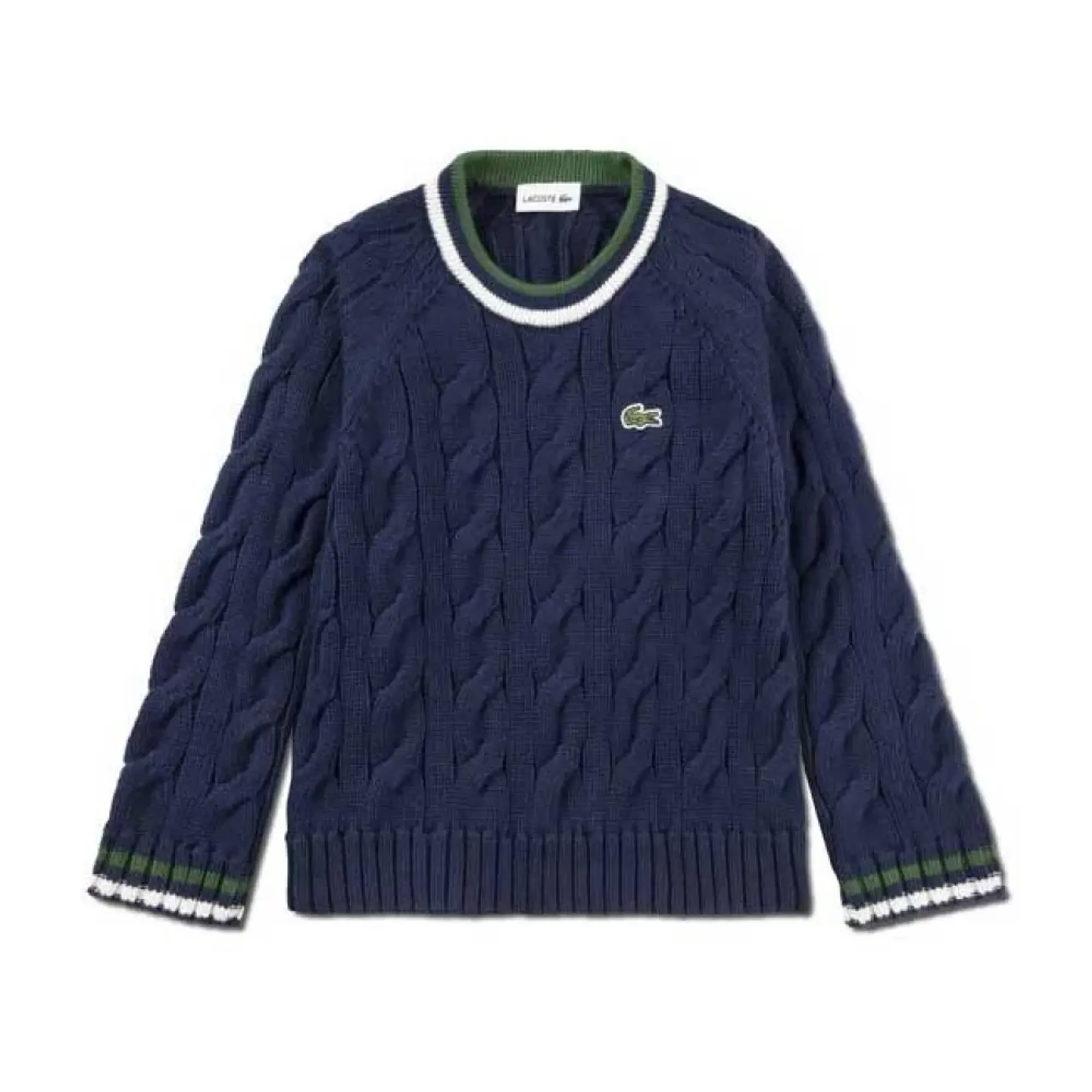 Lacoste Cotton and Wool Crew Neck Sweater - Midnight Blue