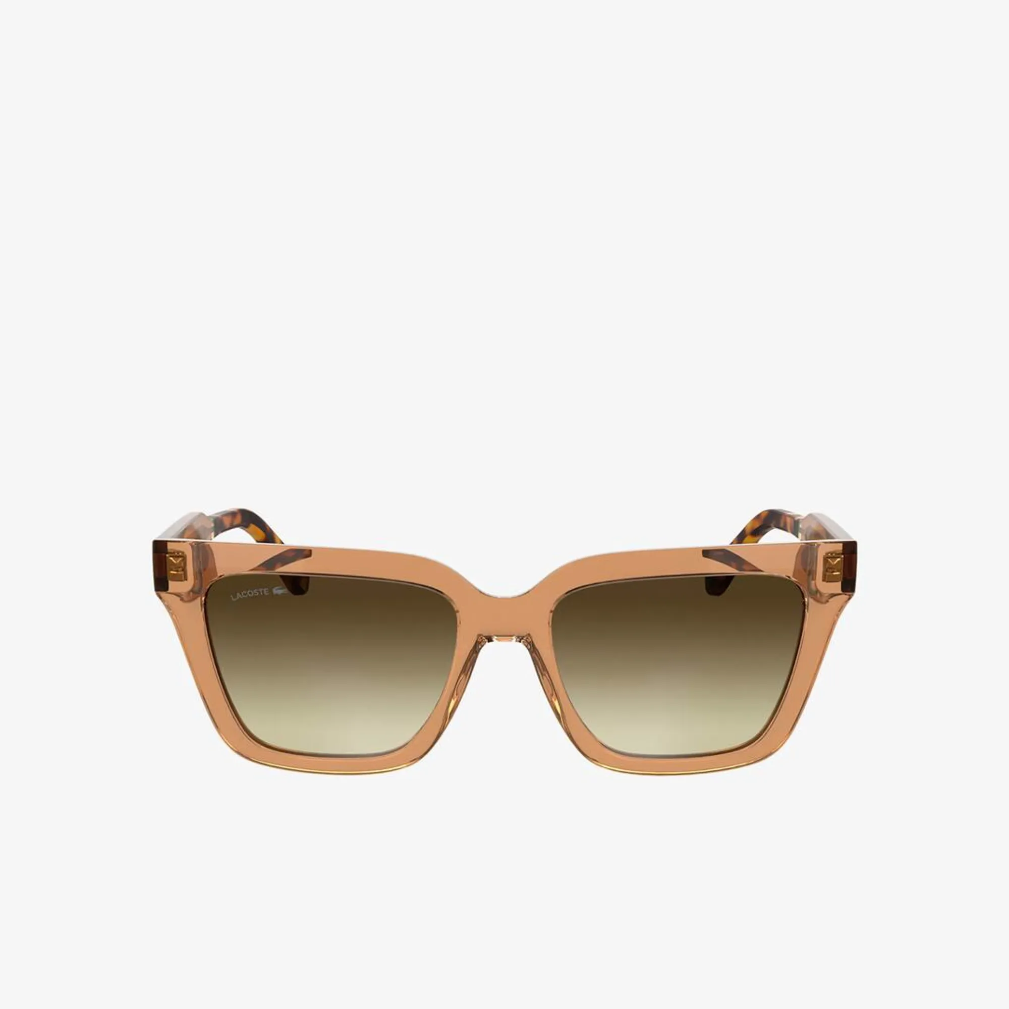 Lacoste Monogram Rectangle Glasses - Transparent Brick