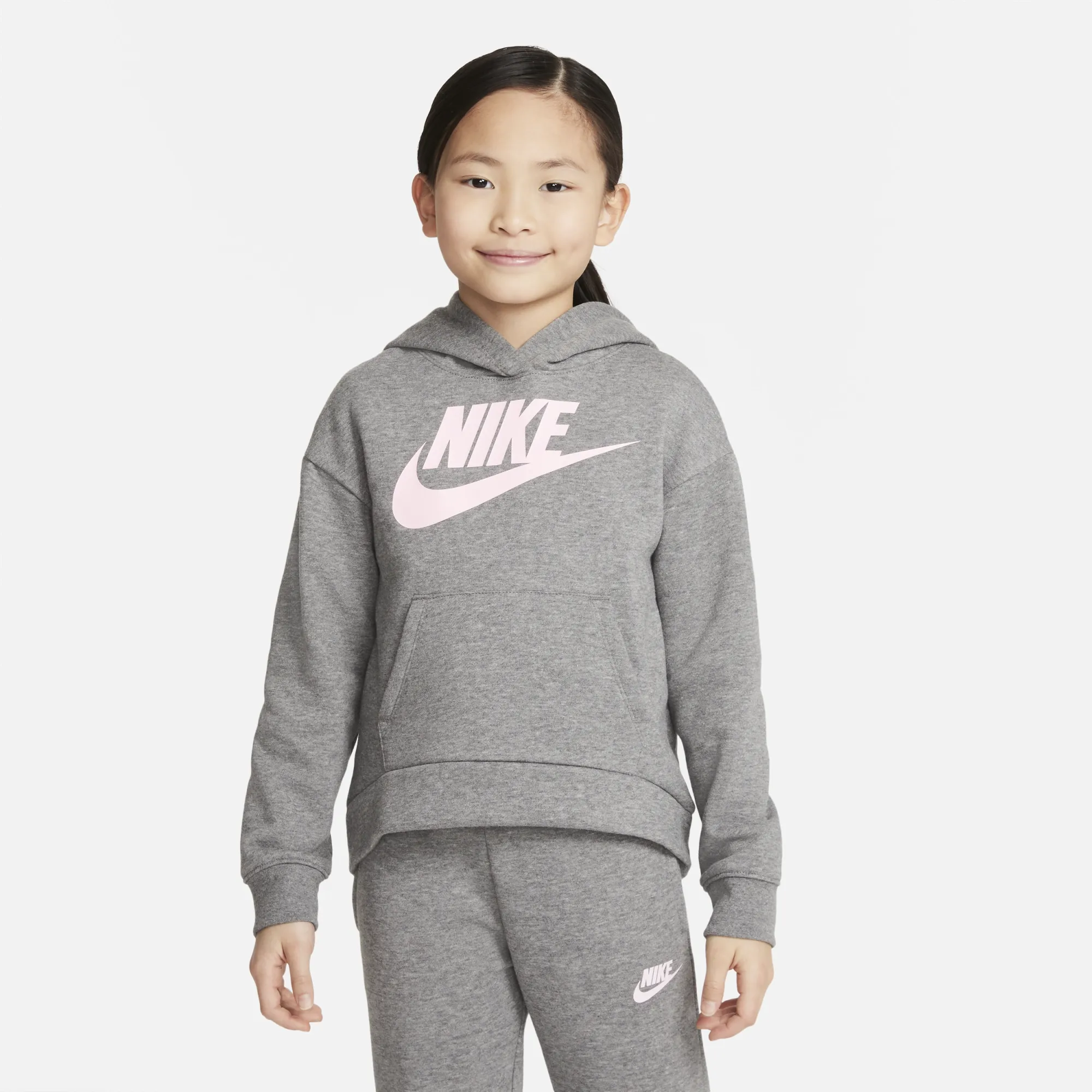 Nike Club Fleece Younger Kids' Pullover Hoodie - Grey - Fleece