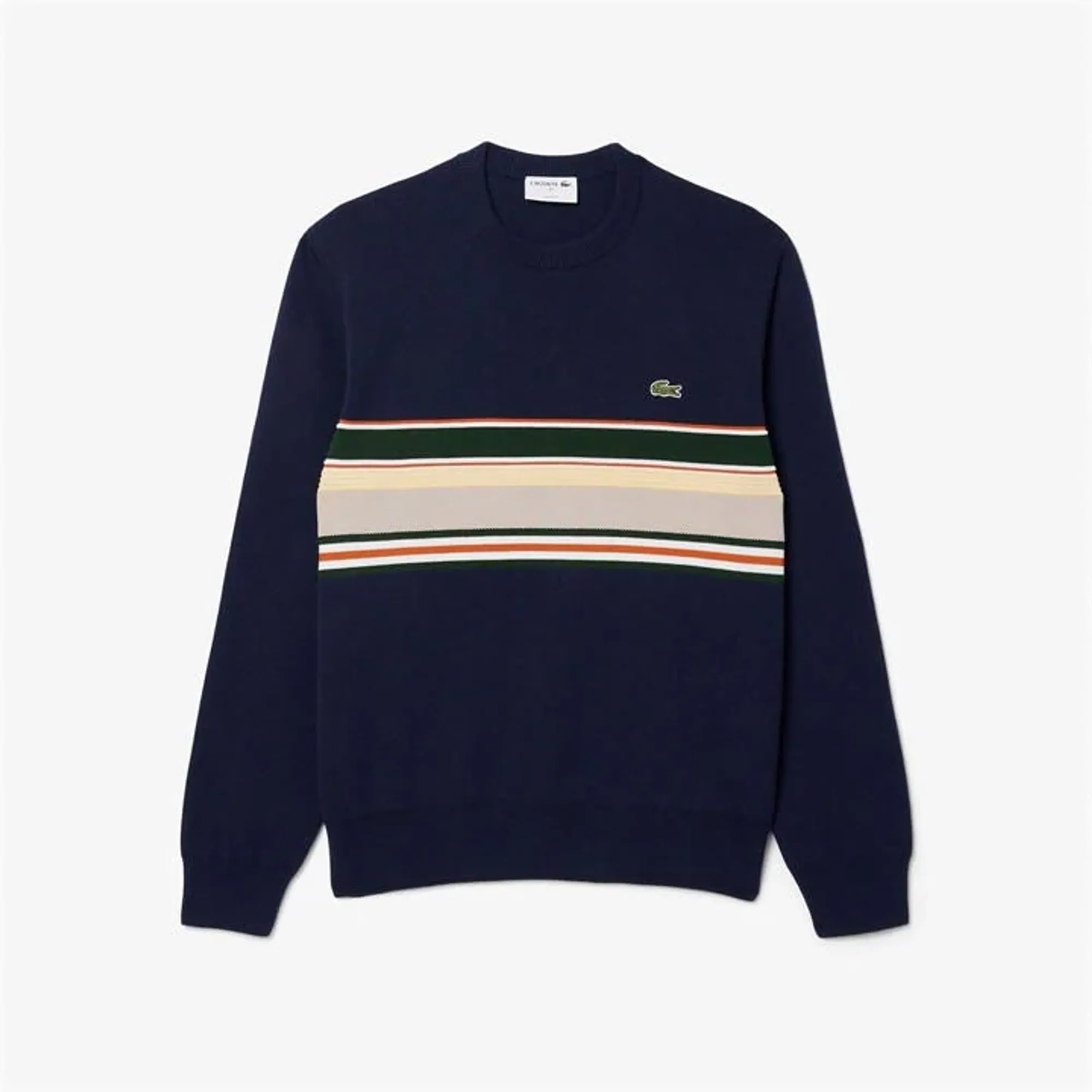 Lacoste French Made Striped Sweater - Navy Blue / Green / White / Yellow