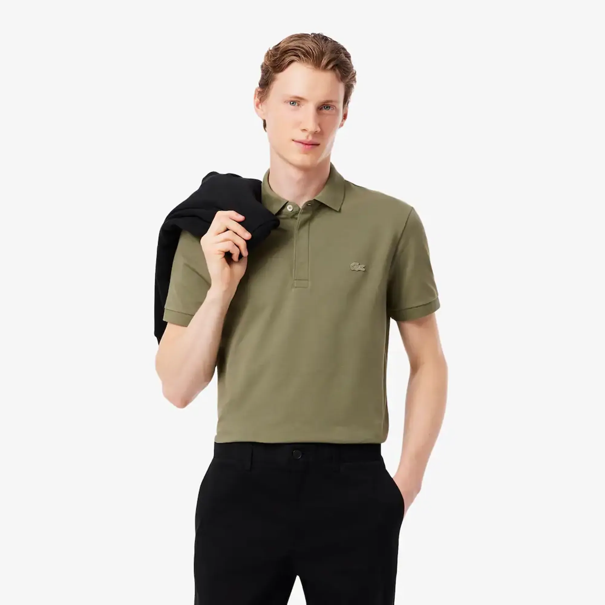 Lacoste Regular Fit Paris Stretch Piqué Polo Shirt - Khaki Green
