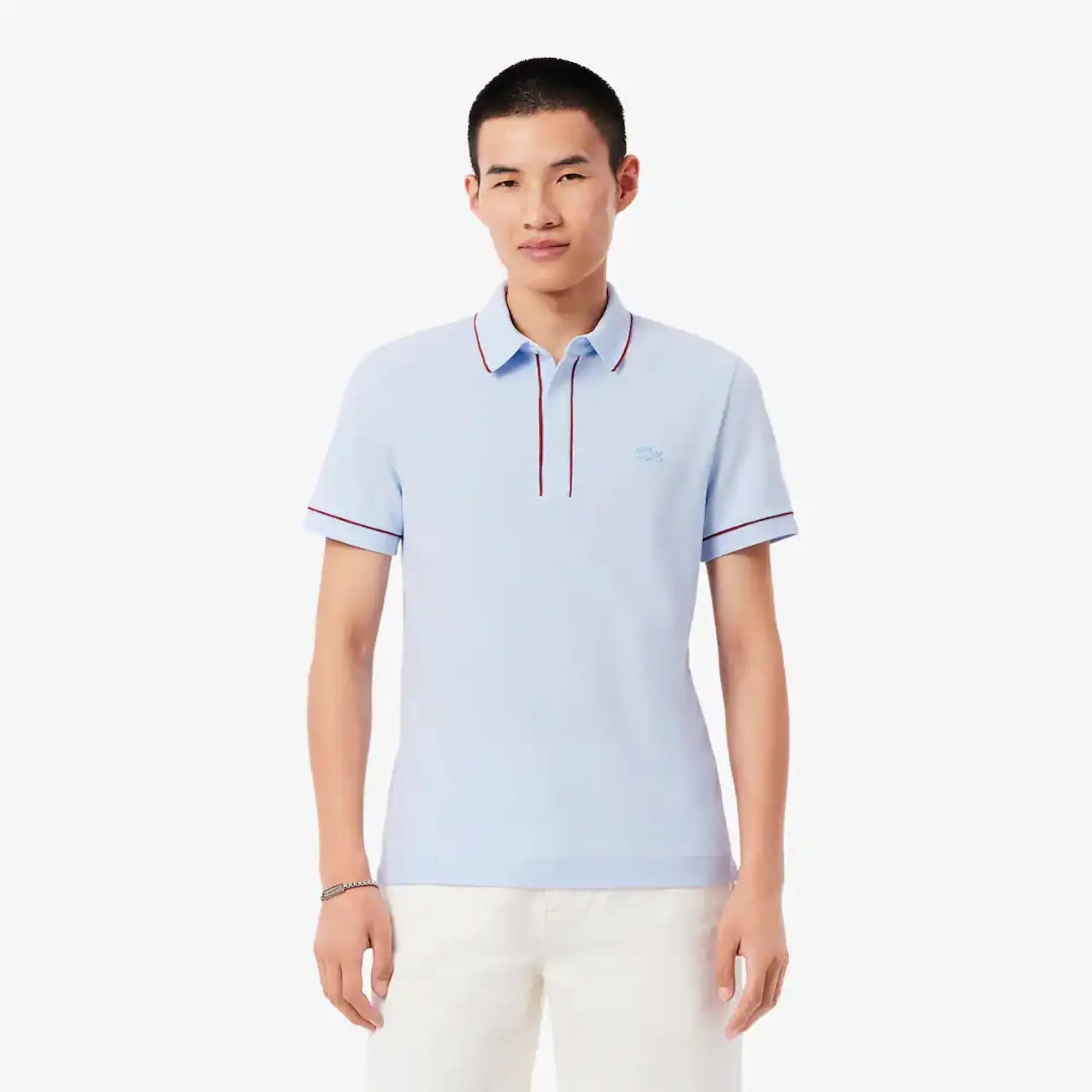 Lacoste Regular Fit Paris Stretch Piqué Polo Shirt - Light Blue