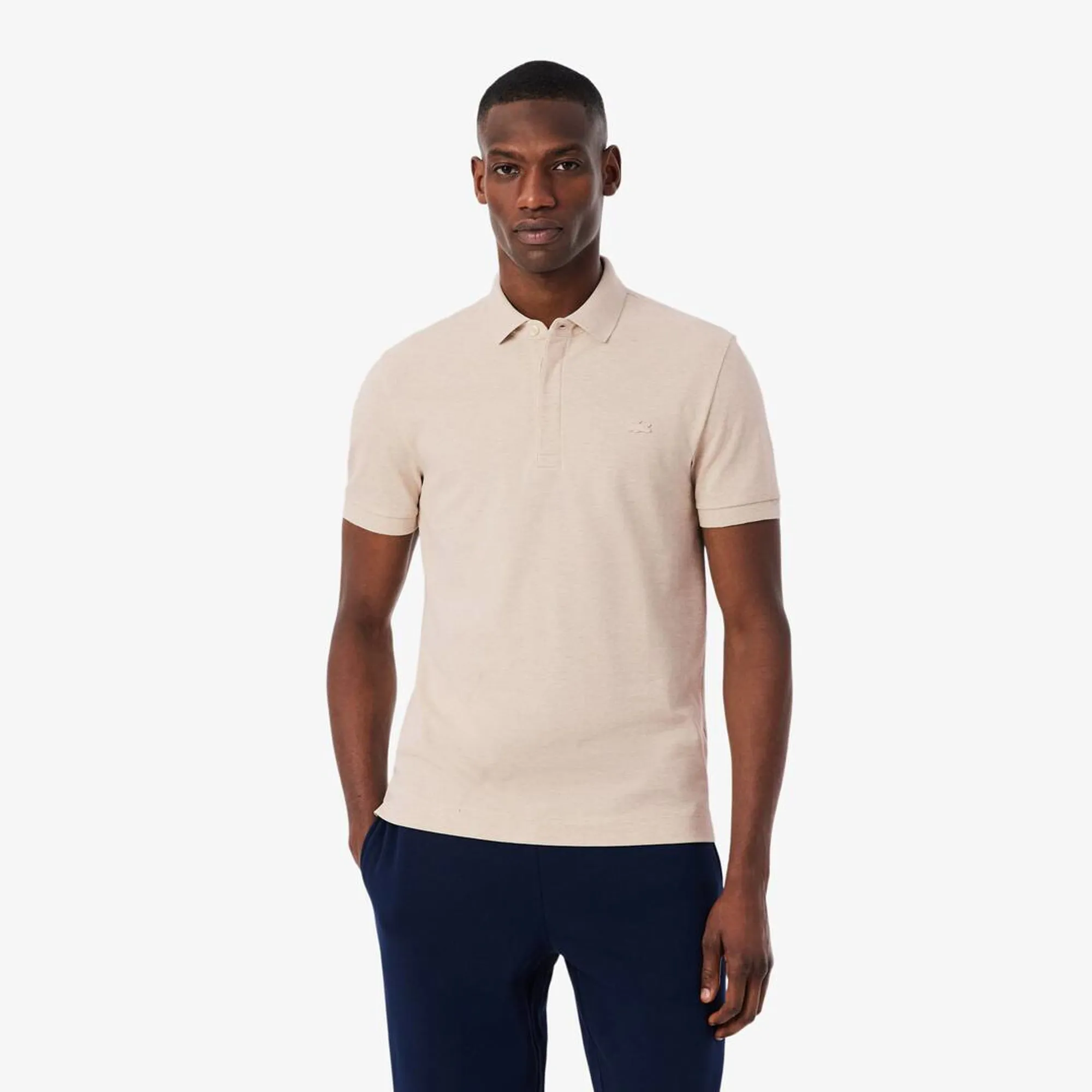 Lacoste Regular Fit Paris Stretch Piqué Polo Shirt - Heathered Grey Beige
