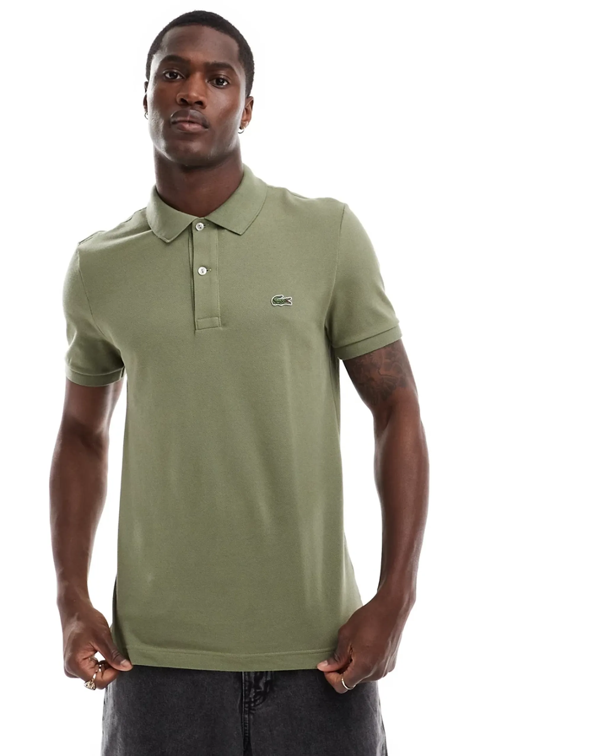 Lacoste Slim Fit L.12.12 Piqué Polo Shirt - Khaki Green