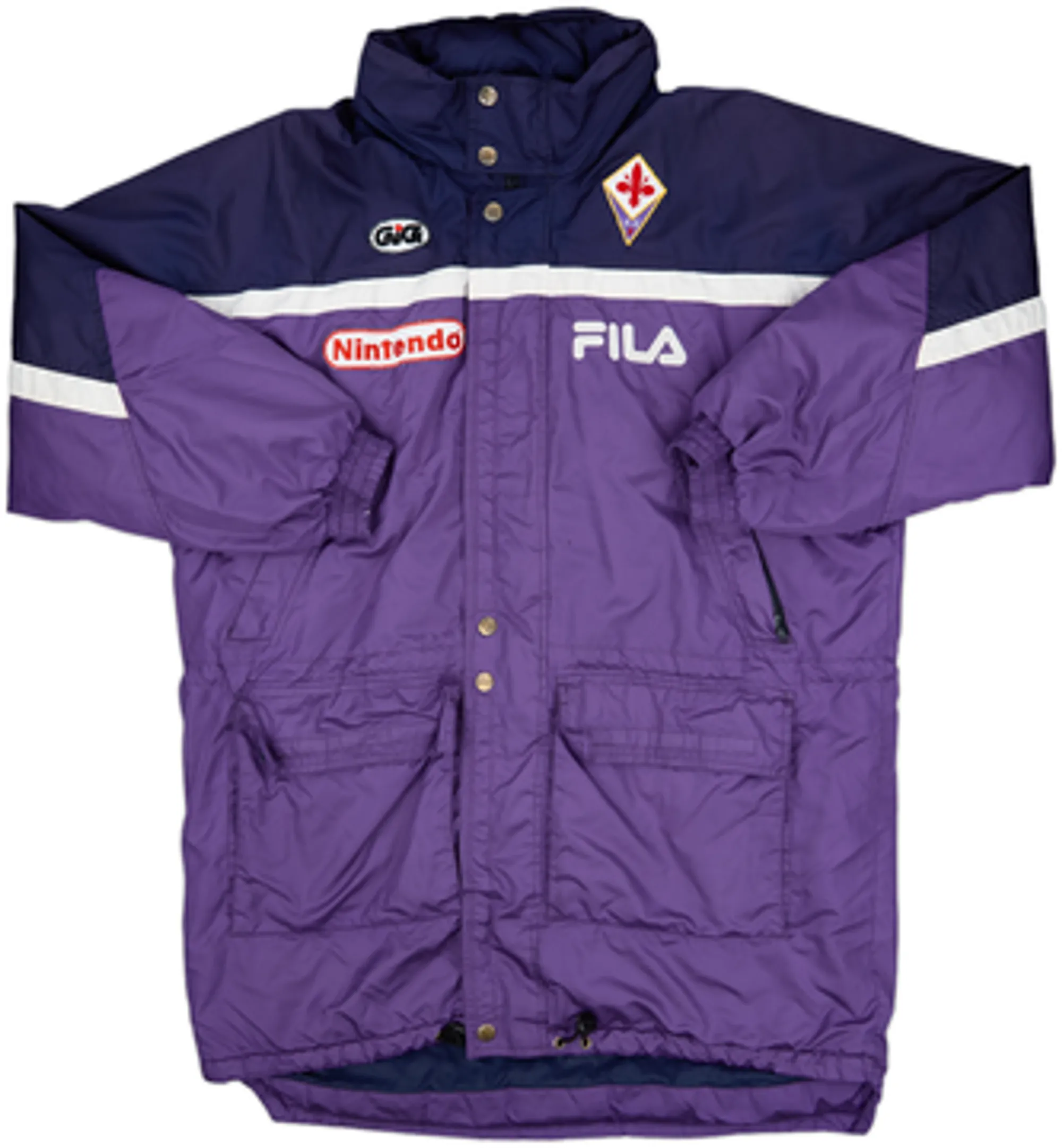 1997-98 Fiorentina Fila Hooded Padded Bench Coat - 8/10 - (XL)