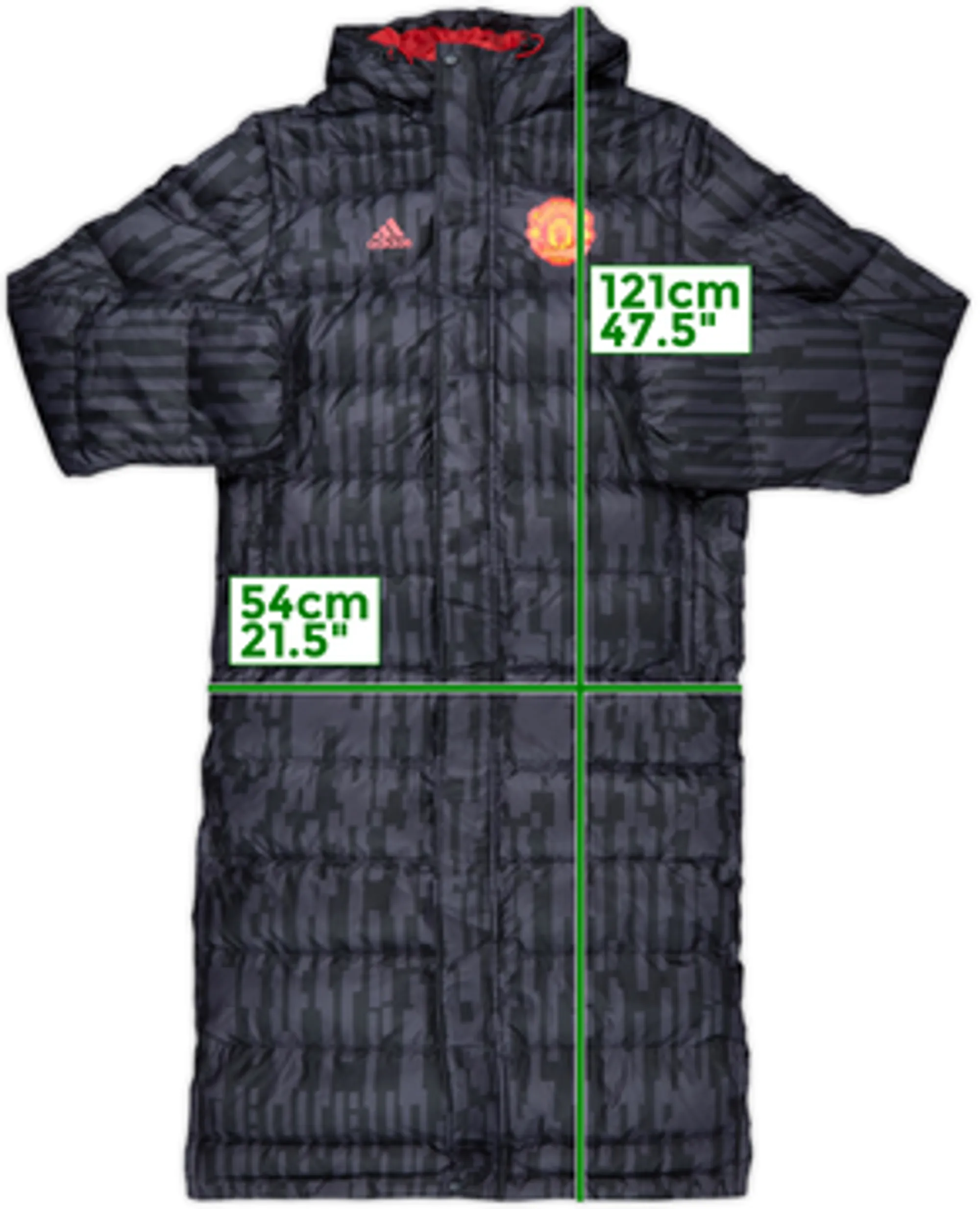 2016-17 Manchester United adidas Hooded Padded Bench Coat - 9/10 - (XS)