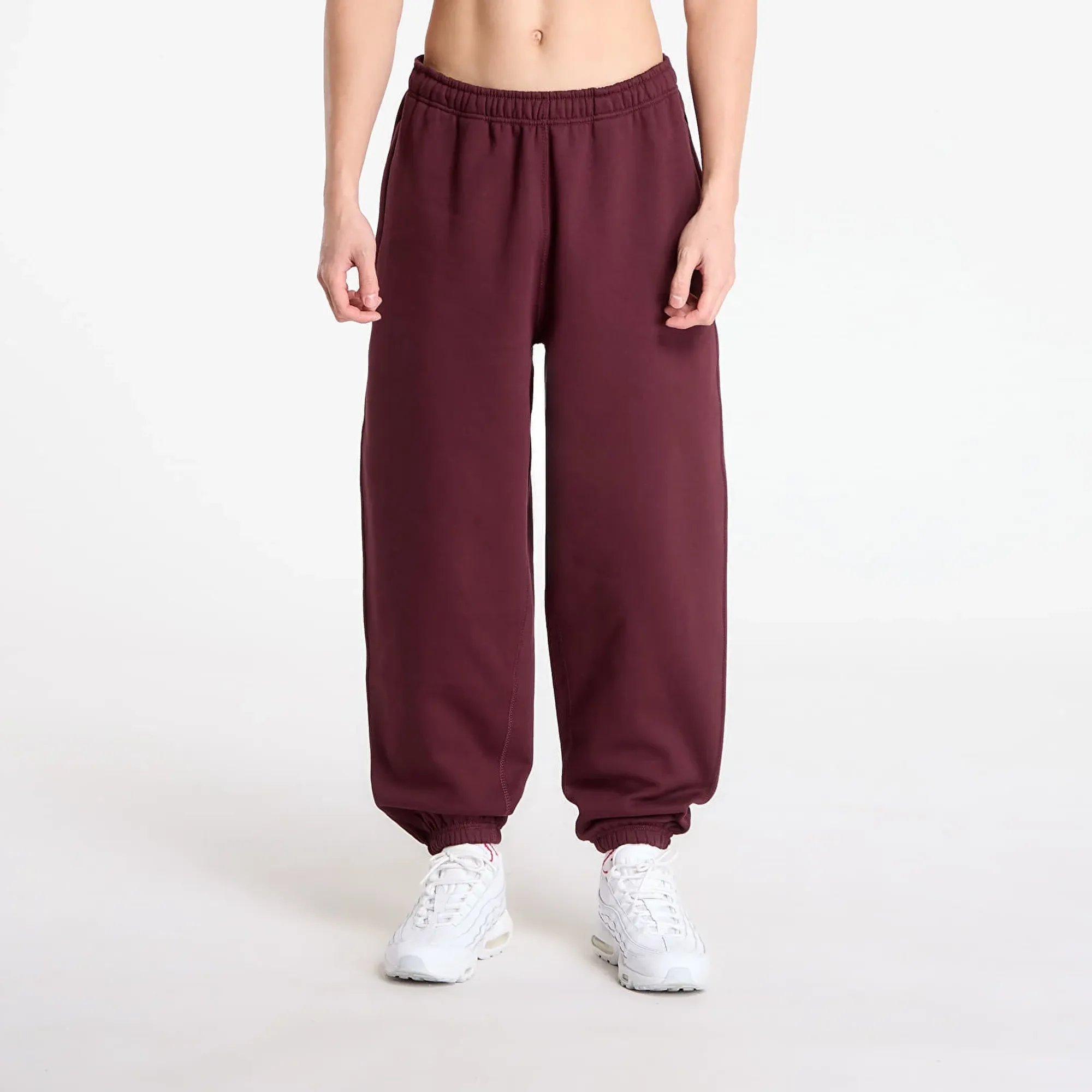 Pants Nike Solo Swoosh Men's Cuffed Fleece Pants Burgundy Crush/ Burgundy Crush/ White L