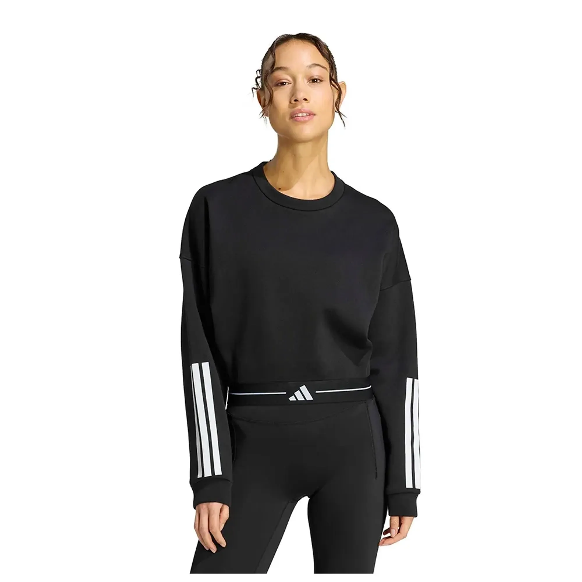 Adidas Hyperglam 3 Stripes Cropped Crewneck Sweatshirt