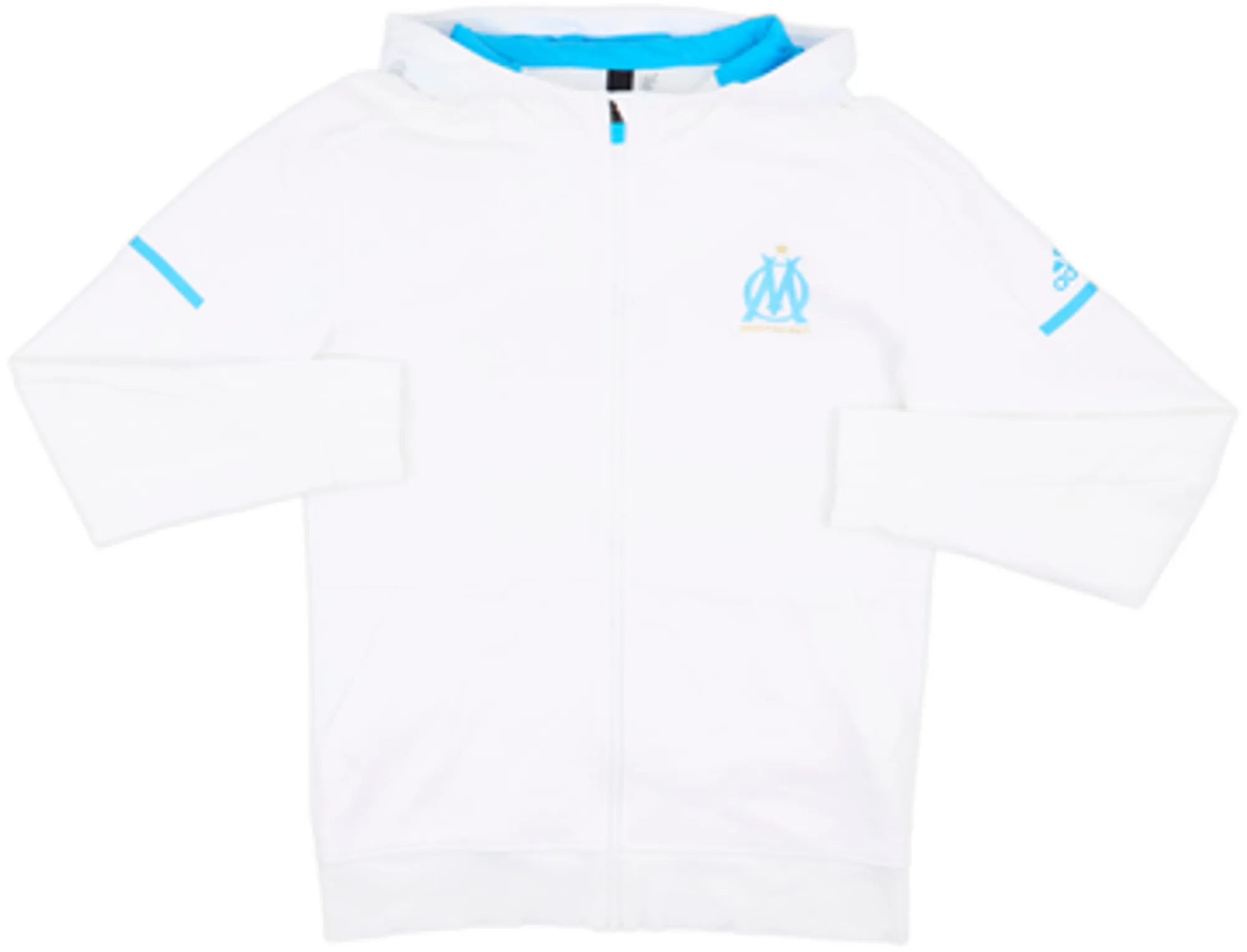 2017-18 Olympique Marseille adidas Zipped Hooded Sweat Top - 9/10 - (M)