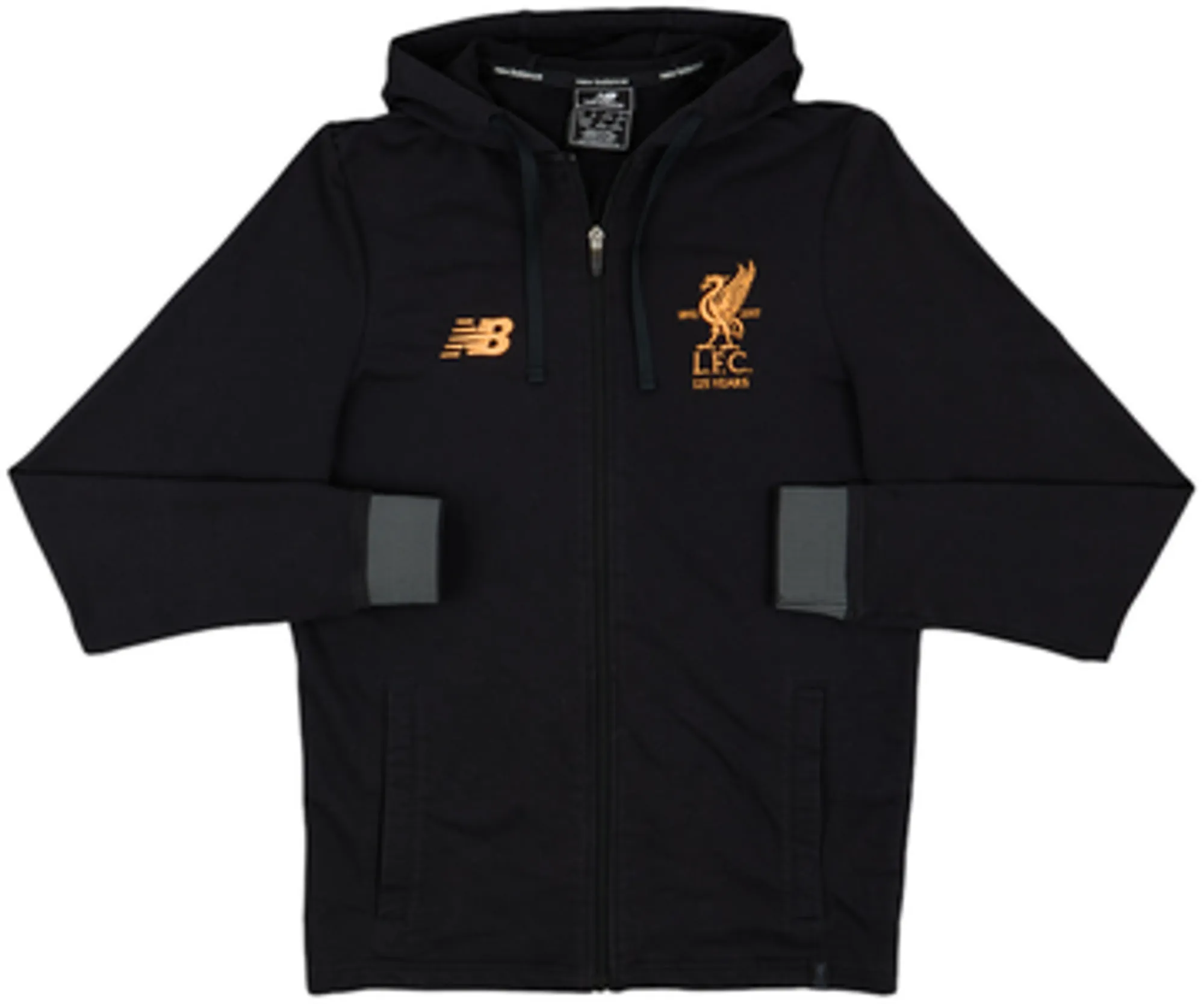 2017-18 Liverpool New Balance Zipped Hooded Sweat Top - 8/10 - (S)